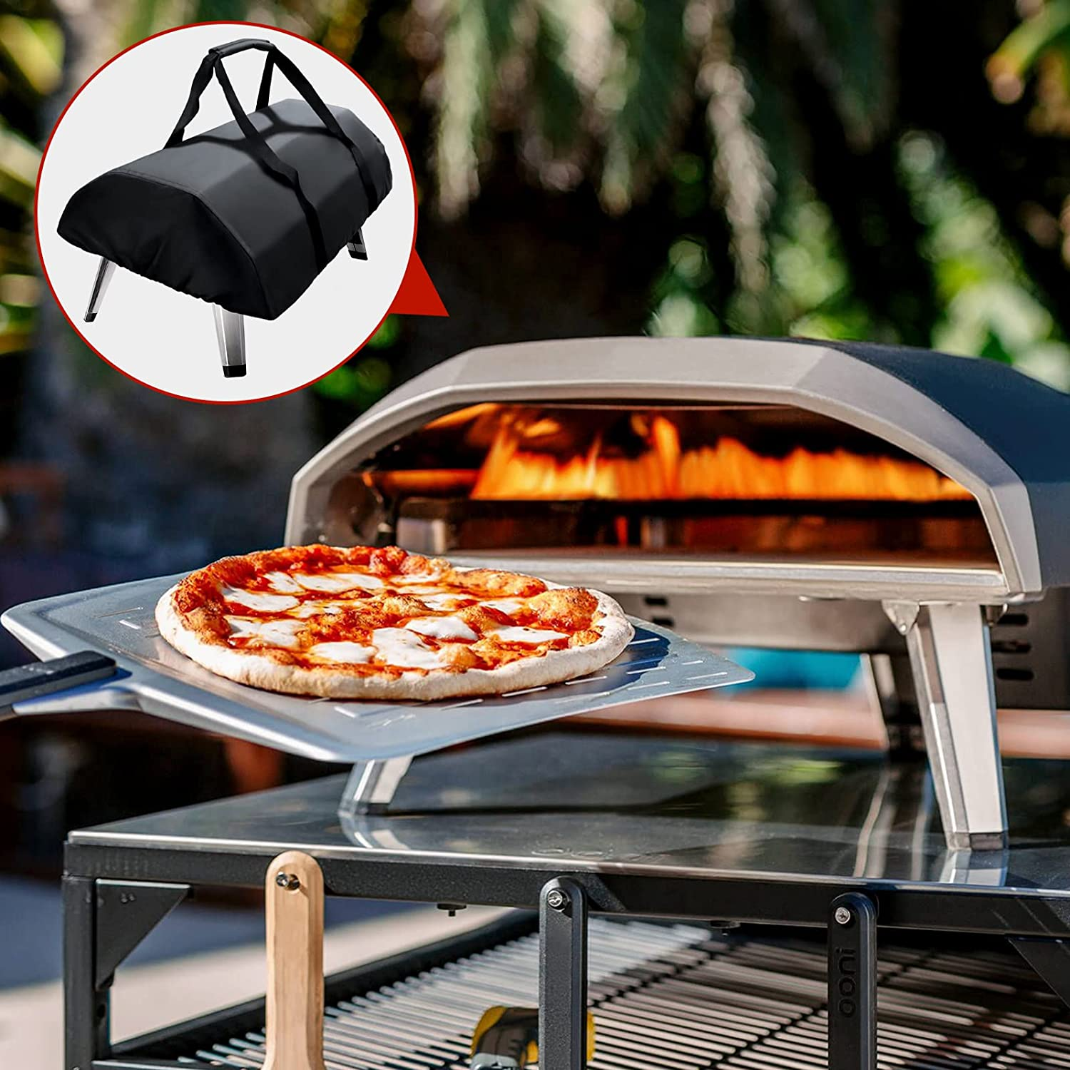 Carry Cover for Ooni Koda 12 Gas Pizza Oven, Kovshuiwe Outdoor Pizza Oven, Waterproof 600D Oxford Fabric, Pizza Oven Cover Accessories (25.2"X16.5"X6.7")
