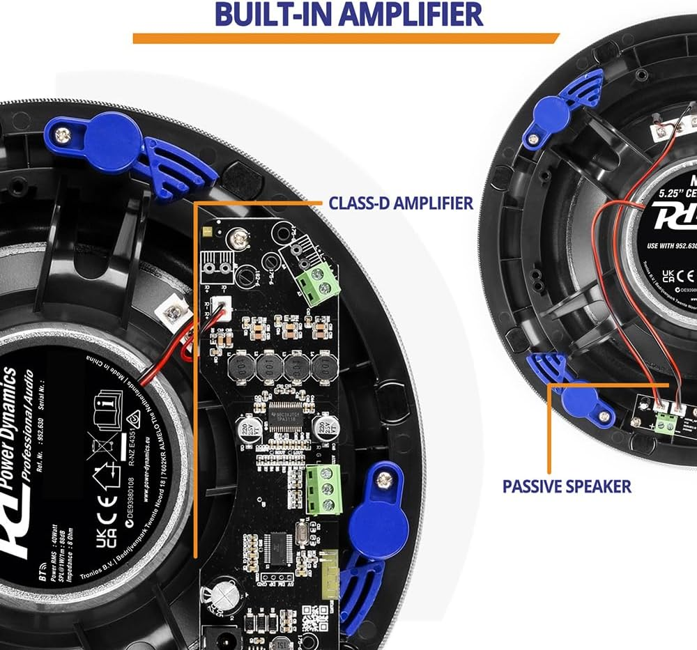 Power Dynamics PD NCBT6 Wireless Bluetooth Ceiling Speakers - 6.5 Inch Active Bluetooth Ceiling Speaker System with Built-In Amplifier - Ideal for Home Audio & Multi-Room Sound System image number 6