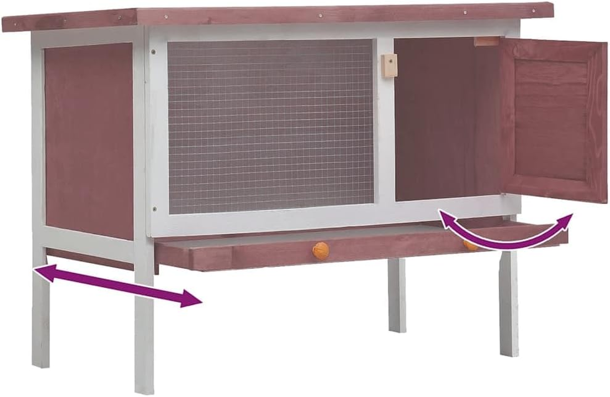 Outdoor Rabbit Hutch 1 Layer Brown Wood Pet House Small Animal Shelter Garden image number 6