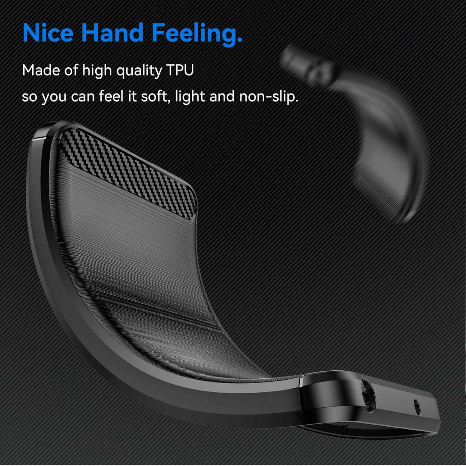 HEYUS Case for Moto Edge 50 Fusion / G85 / S50 Neo, Shock-Absorption Brushed Flexible Soft Carbon Fiber Protective Cover for Motorola Edge 50 Fusion / G85 / S50 Neo - Black image number 2