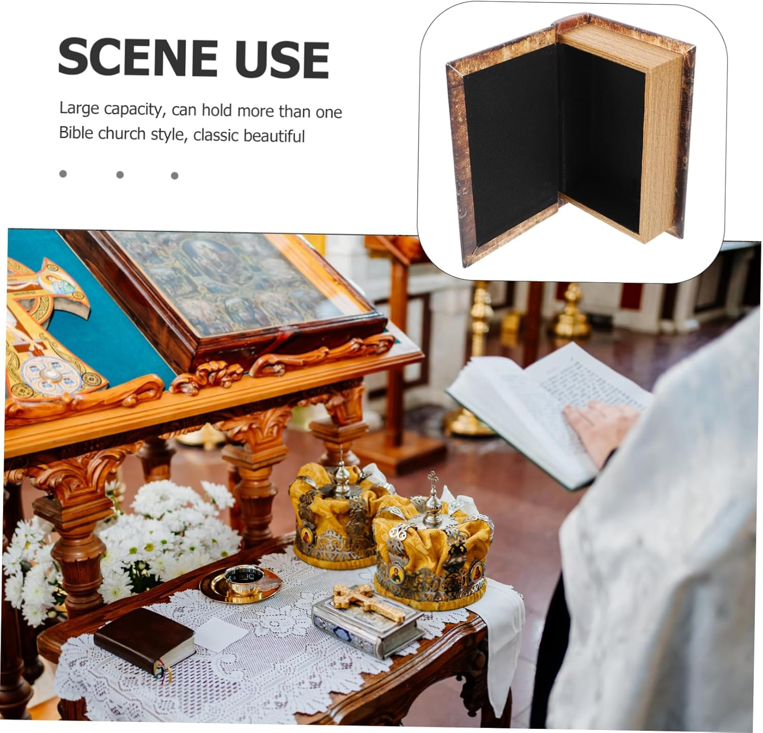 Garneck Vintage Book Shaped Storage Box Faux Book Box Jewelry Organizer for Home Office Shelf Display image number 3