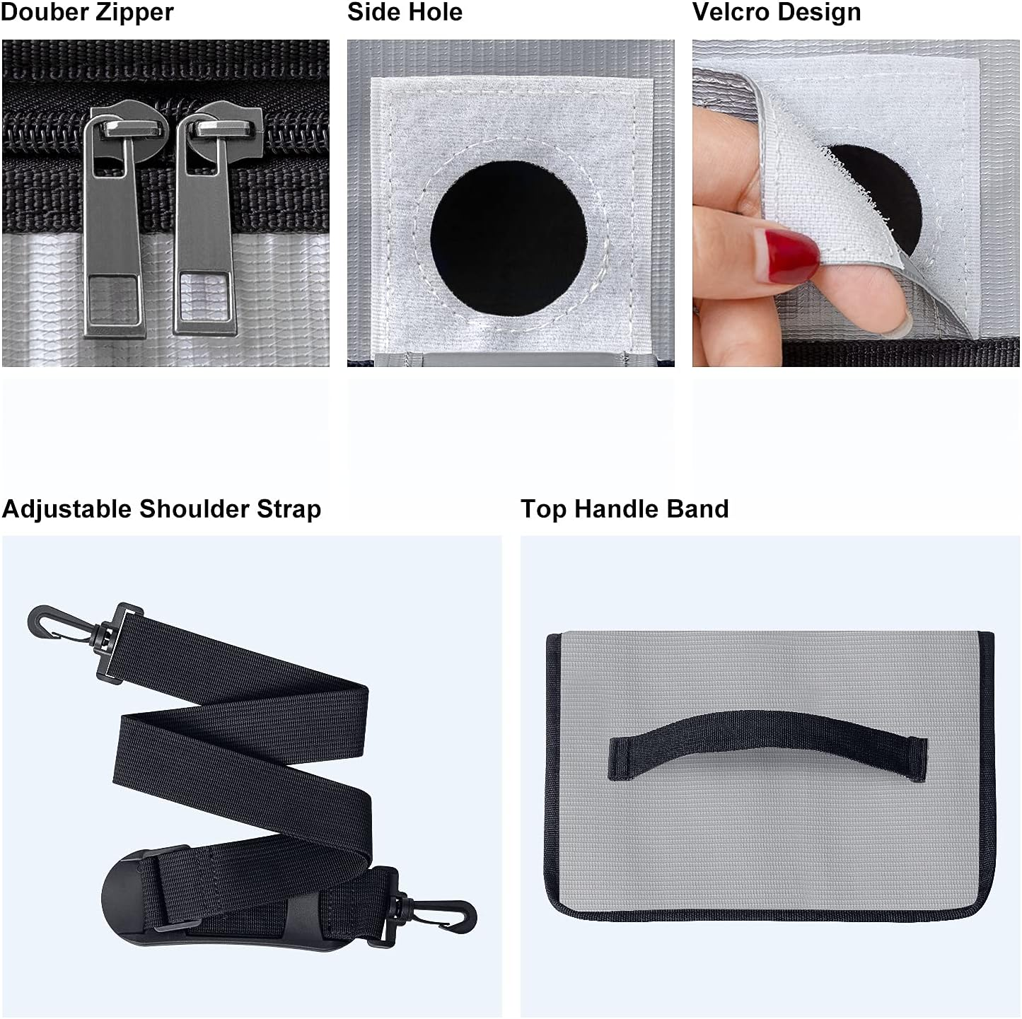 HOOVO Lipo Bag Fireproof, Explosion-Proof Lipo Battery Safe Bag Lipo Guard Safe Bag for Storing and Charging Lipo Batteries with Double Zip image number 3