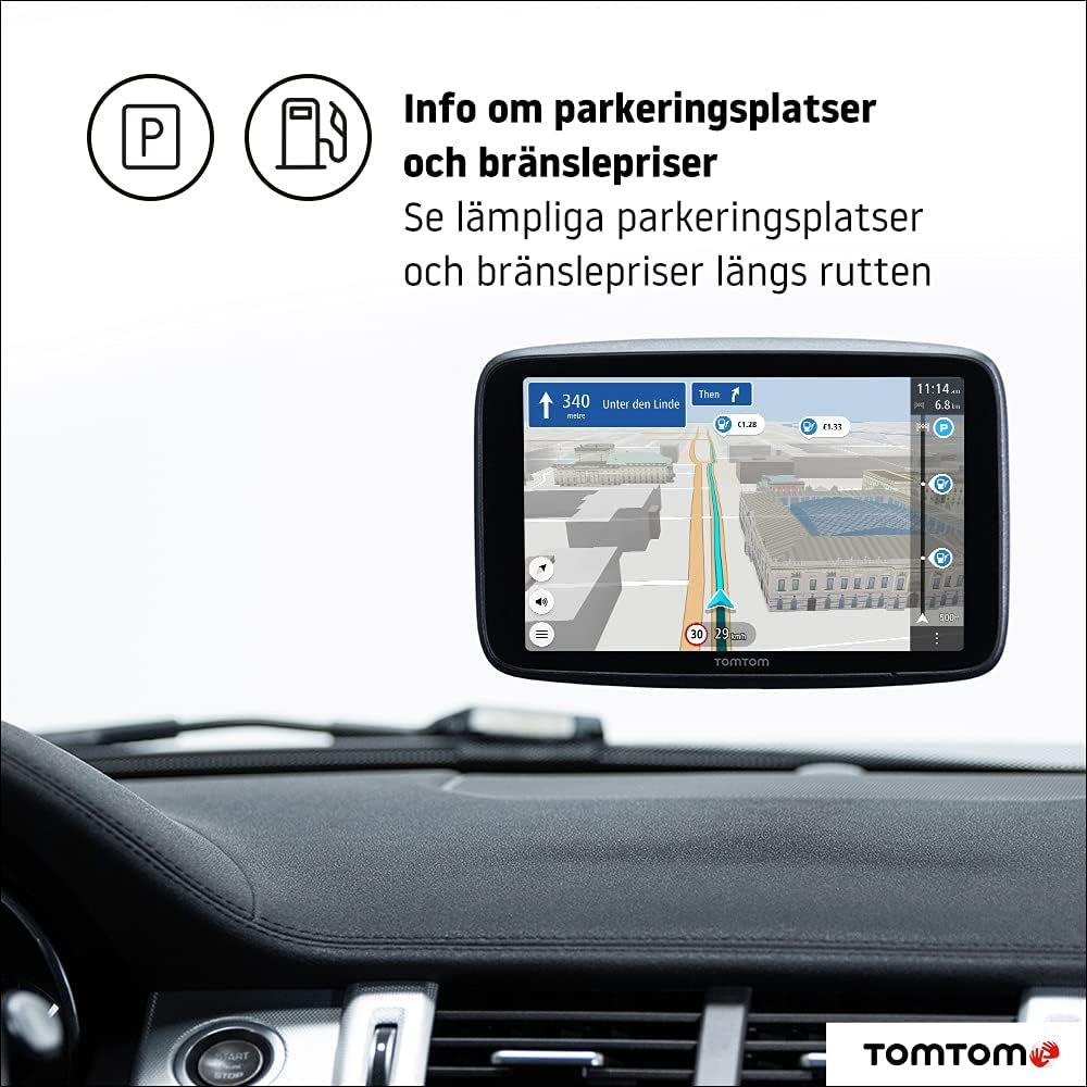Tomtom Car Sat Nav GO Discover, 6 Inch, with Traffic Congestion and Speed Cam Alerts Thanks to Tomtom Traffic, World Maps, Quick-Updates via Wifi, Parking Availability, Fuel Prices, Click-Drive Mount image number 1