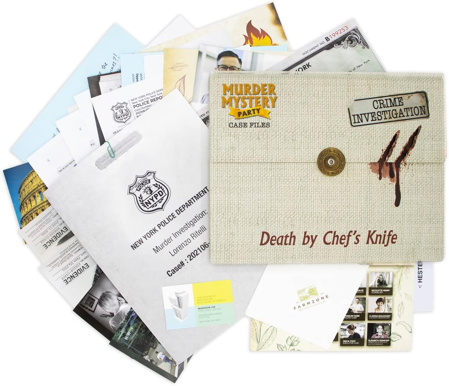Murder Mystery Party Case Files: Death by Chef'S Knife for 1 or More Players Ages 14 and Up image number 4