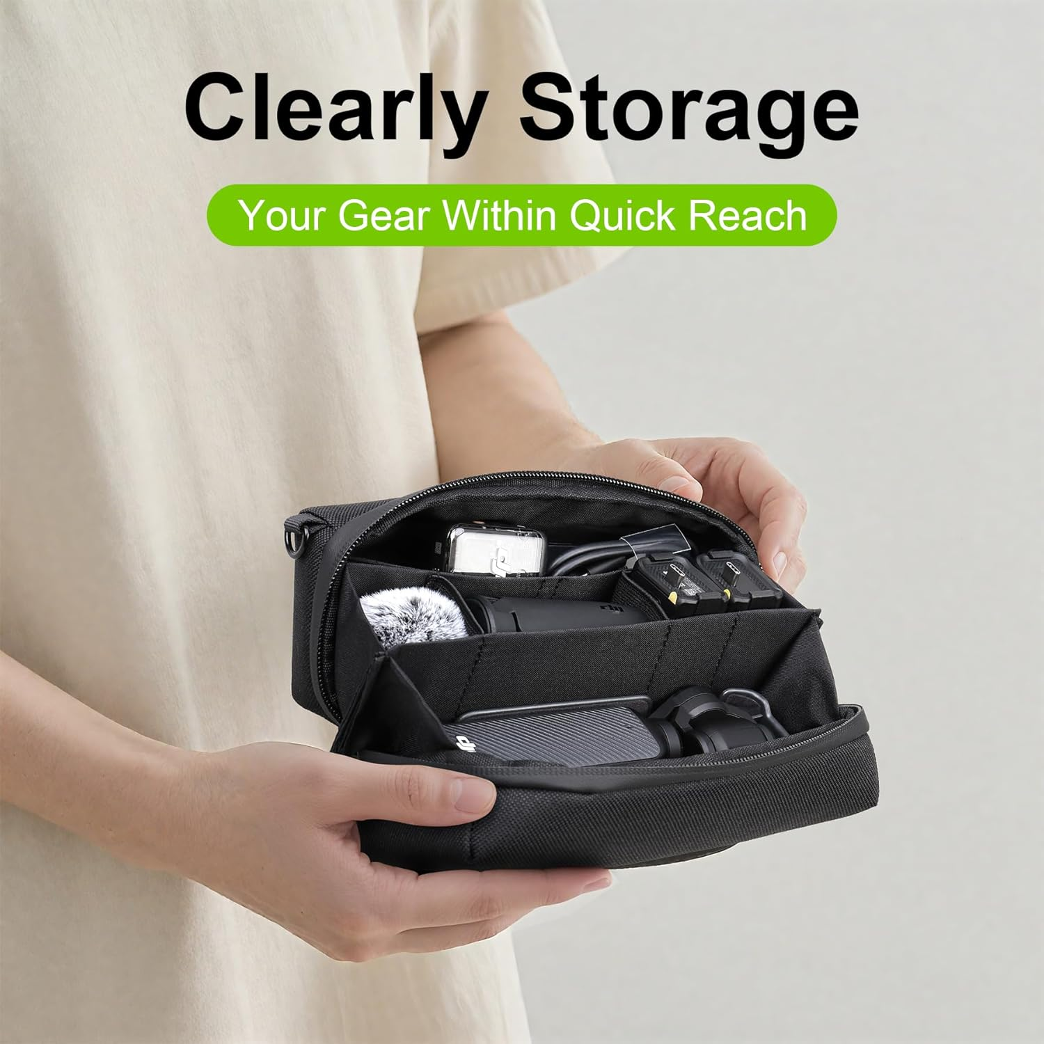 Lacdo Carrying Case for DJI Osmo Pocket 3, Carrying Bag for DJI Osmo Pocket 3 Creator Combo Accessories, Portable Travel Storage Bag Osmo Pocket 3 Case, All in One Carry Bag with Shoulder Strap, Black - Black+Black image number 3