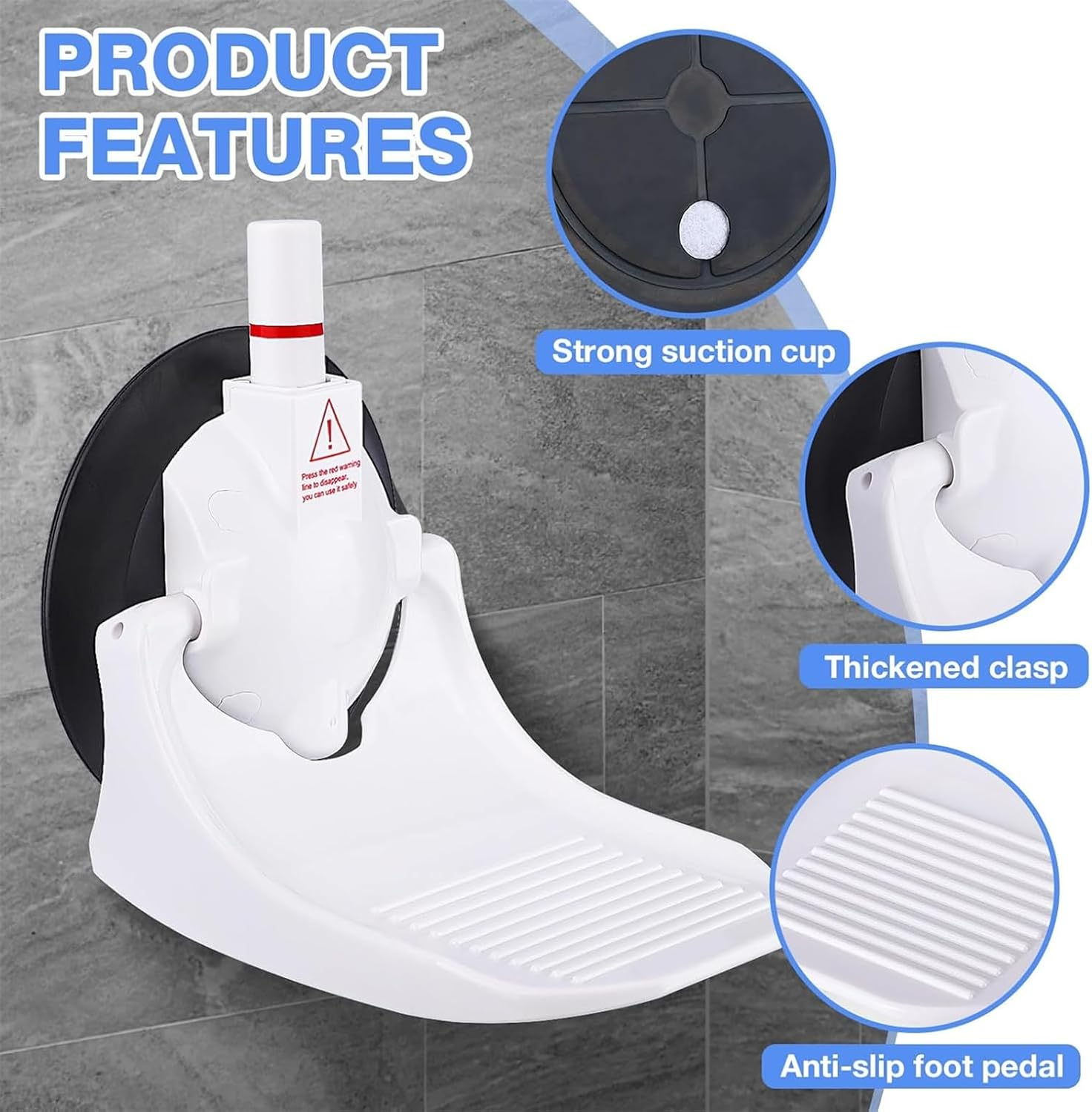 Shower Foot Rest for Shaving Legs, Upgraded Safety Bathroom Foot Pedal with 5 Inches Powerful Suction Cup, Maximum Load Capacity 368 Pounds, Foot Stand for Shower to Shave Legs, White image number 1