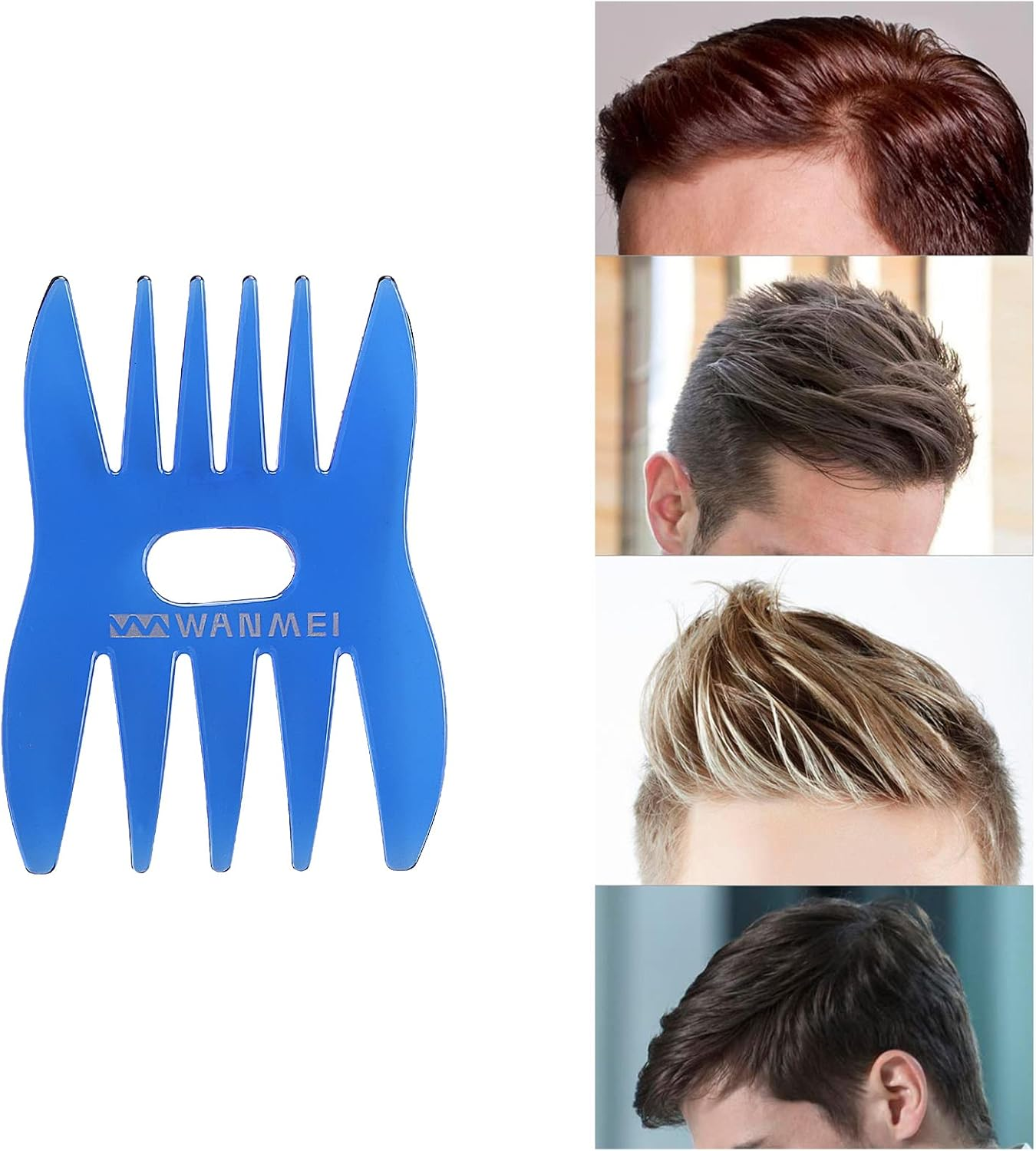 Tbestmax 6 Pcs Hair Comb Styling Set Tail Combs Afro Pick Pik Brushes African American Hair Brush Barber Blue - Amber-2Pcs image number 3