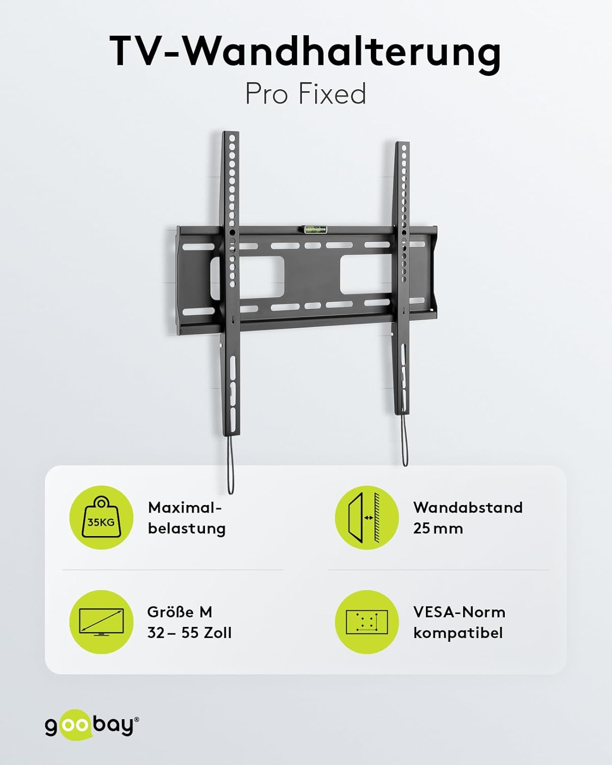Goobay Pro Fix Wall Mount for TV Size 32-55, Black, Medium image number 6