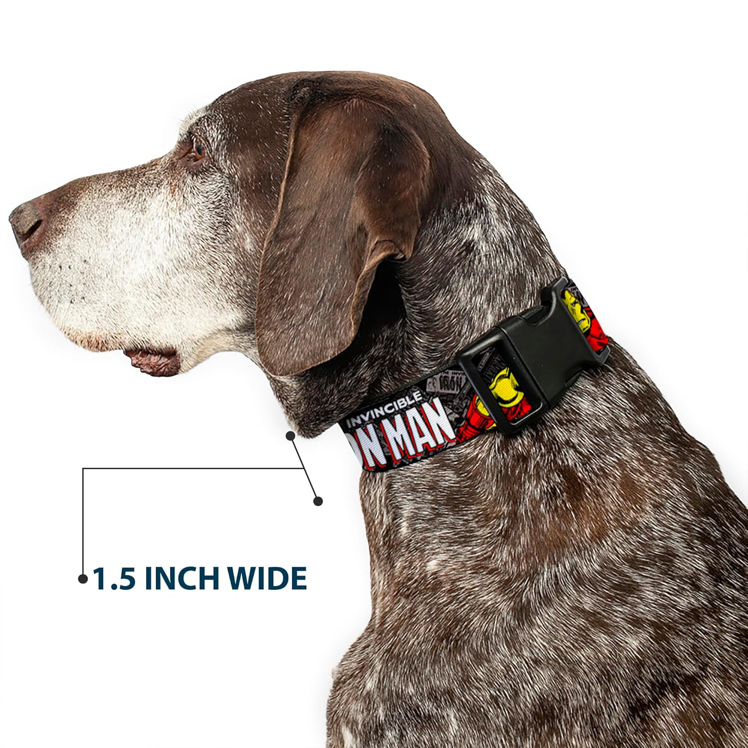 Dog Collar Plastic Clip the Invincible Iron Man Stacked Comic Books Action Poses 8 to 12 Inches 0.5 Inch Wide image number 5