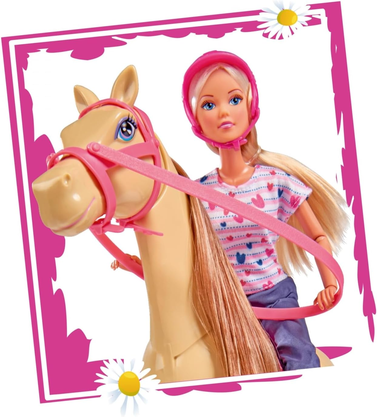 Steffi Love Riding Tour &ndash; Fully Moveable Fashion Doll with Horse & Stylish Equestrian Outfit &ndash; Pretend Play Horse Riding Set for Kids Ages 3+