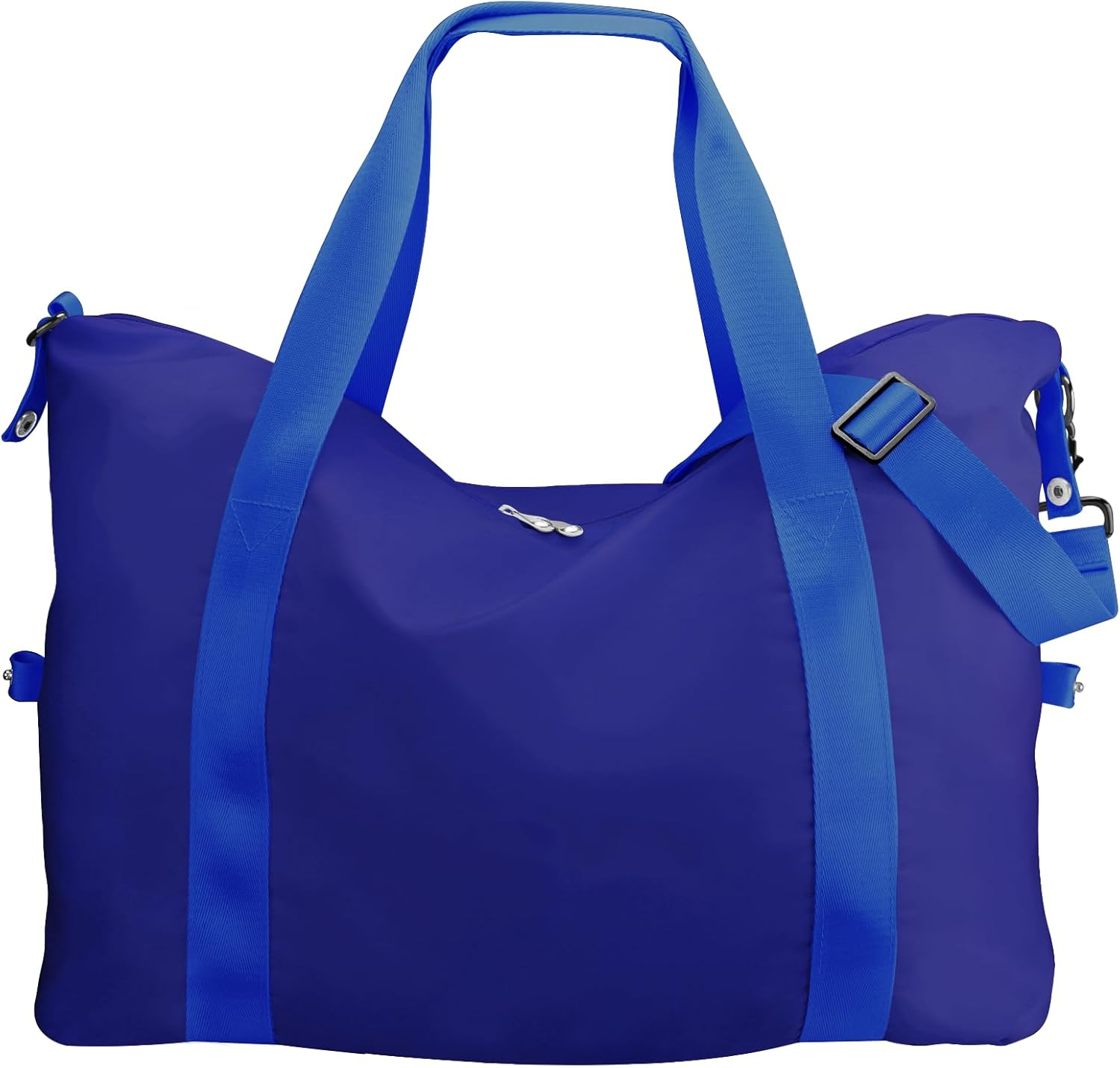 WALNEW Large Folding Gym Tote Bag for Women Men, Travel Carry on Overnight Weekender Duffle Bag, Waterproof Lightweight Sports Duffel Bag with Wet Pocket, Black