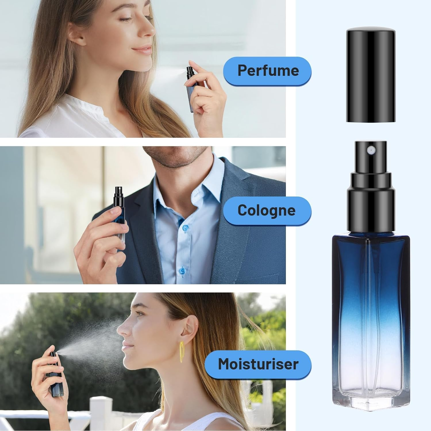 Weenwill Perfume Atomiser, Pack of 6 Mini Perfume Atomisers for Travel, Portable Perfume Atomiser, Refillable, Empty, Atomiser Perfume Spray Bottle, Perfume Sprayer for Travel Men and Women