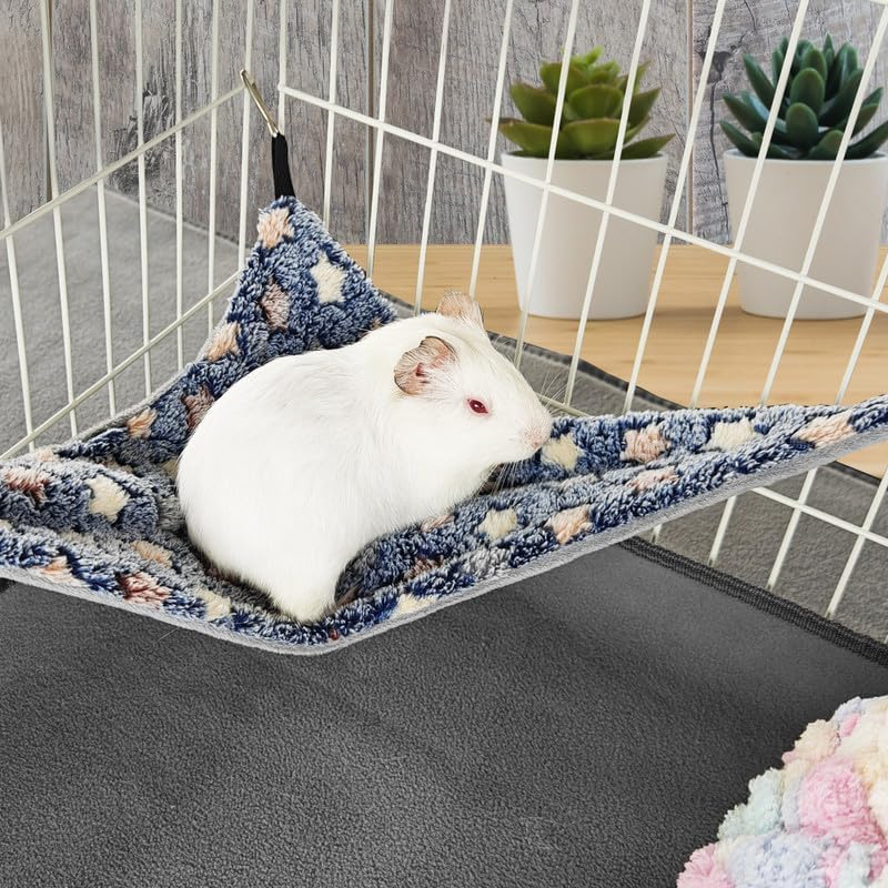 GOMICRAFT Pack of 2 Hanging Corner Hammock with Hooks for Ferrets, Rats, Guinea Pigs, Chinchillas, Hamsters, Hedgehogs, and Other Small Animals., Large, Coffee+Purple image number 4
