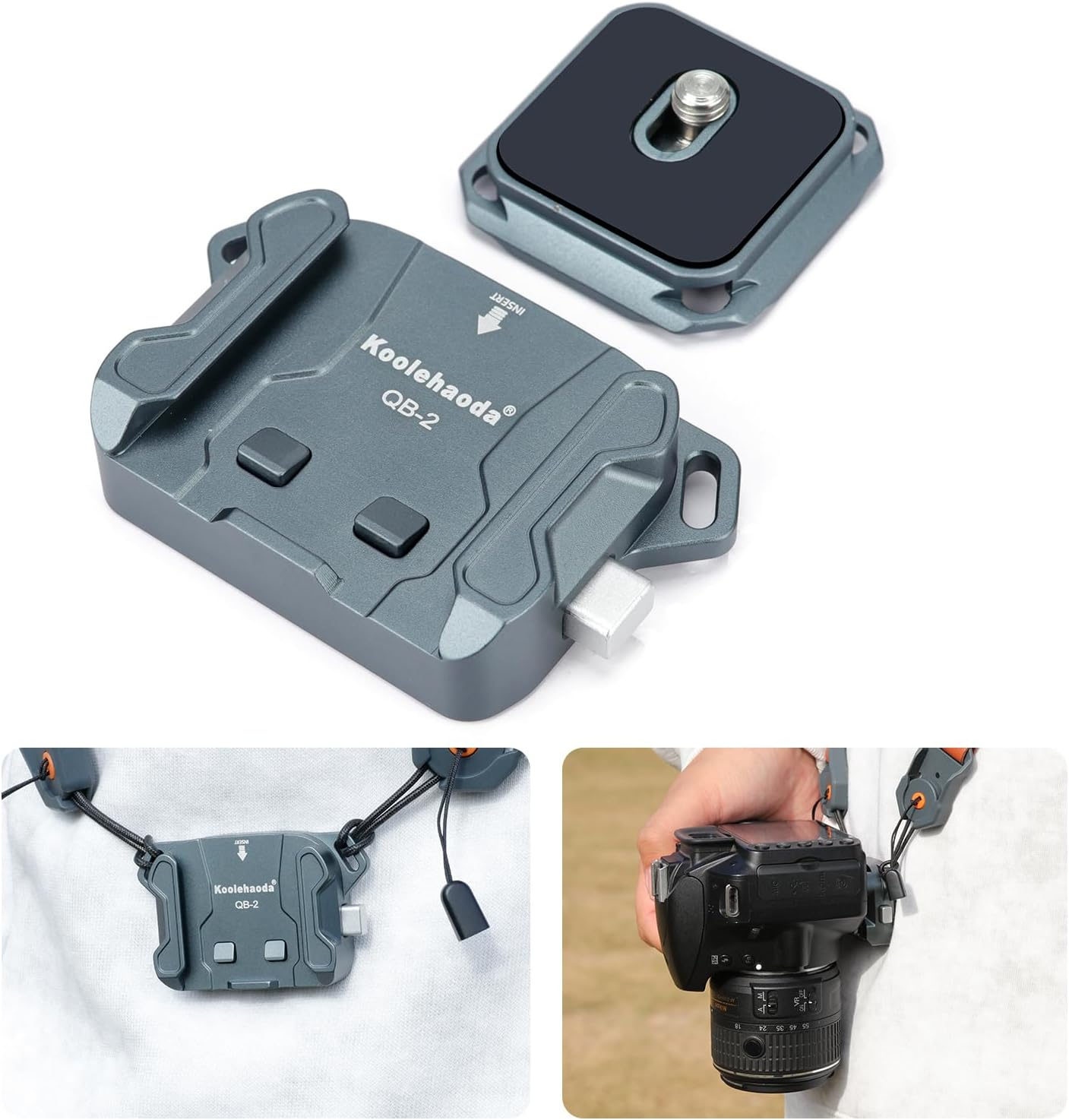 Koolehaoda Camera Shoulder Strap Mount Quick Release Kit, QR Plate Capture Camera Clip for Camera to Shoulder Strap Quick Mount/Release (QB-2 Quick Release Kit) image number 4