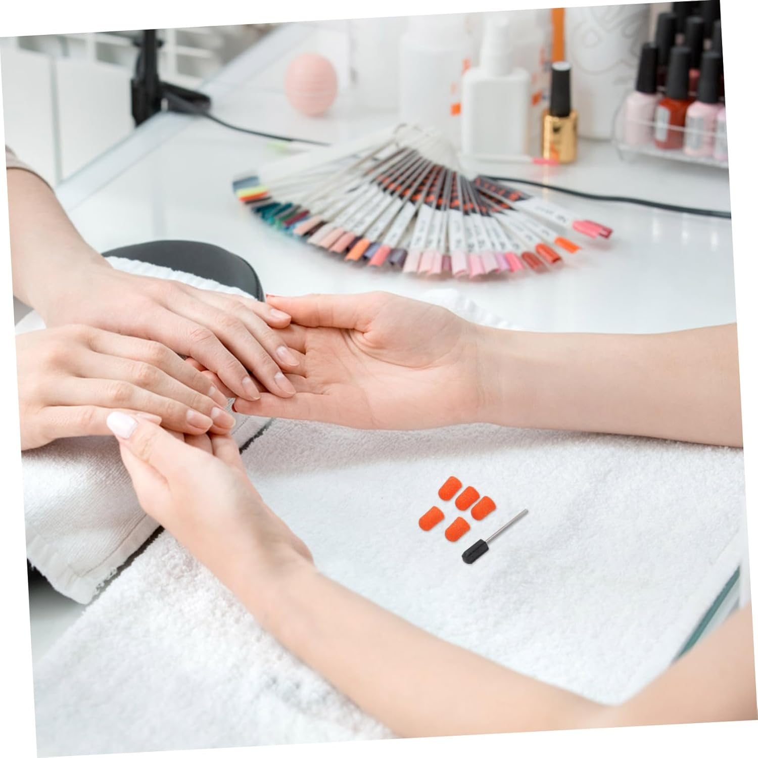 SAFIGLE 30 Sets Nail Files Sanding Belts Fine Grit Sanding Caps with Shaft for Manicure Pedicure Nail Sanding Tool Durable Portable Foot Care Home and Travel image number 3