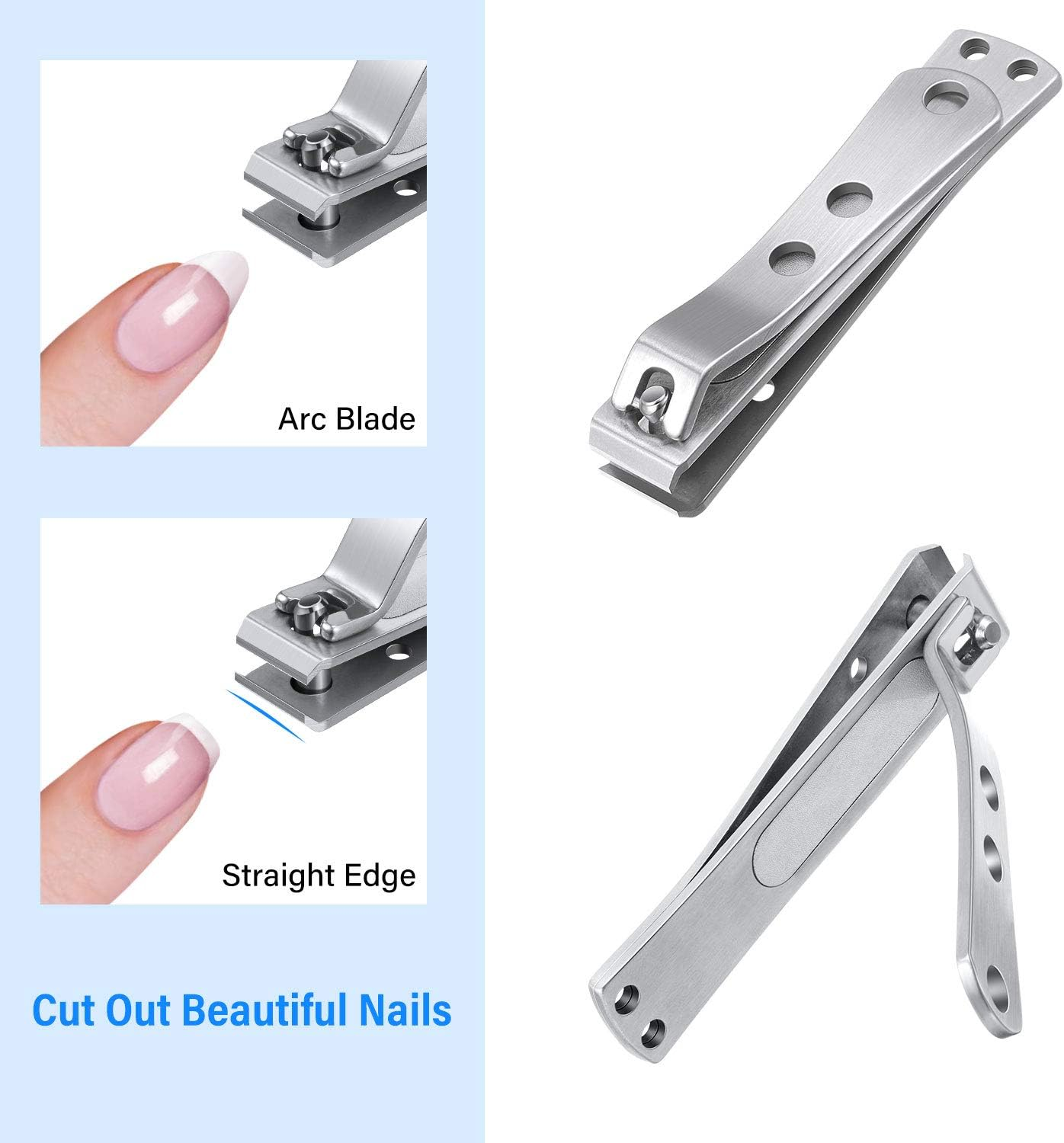2 Pieces Nail Clipper for Thick Nails, Straight Edge Toenail Clippers, Stainless Steel Fingernail Cutters, Heavy Duty Large Wide Mouth Fingernail and Toenail Scissors for Men Women image number 4