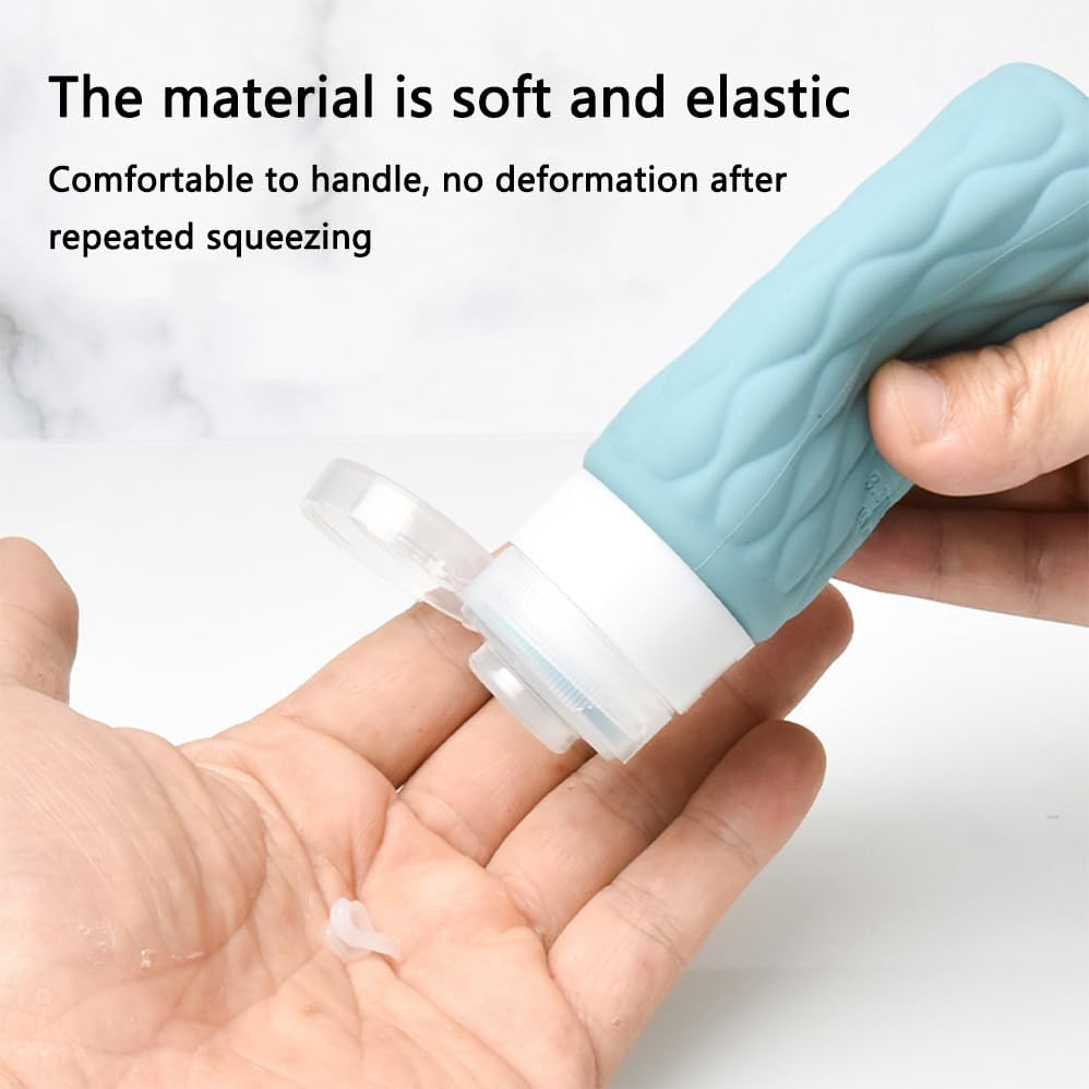 4 Pcs Refillable Squeezable Empty Bottles, Travel Bottles Set,Leak Proof Travel Size Containers, Silicone Squeezable Travel Essentials Jar Accessories for Lotion Cosmetics Etc image number 1