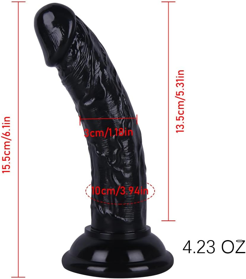 Mini Thin 5.3 Inches Realistic Dildo for Beginners, Anal Dildos Lifelike Fake Penis for Women/Men/Gay, Adult Sex Toys for G Spot Stimulator Anal Plug Training Sets (Black) - Flesh image number 4