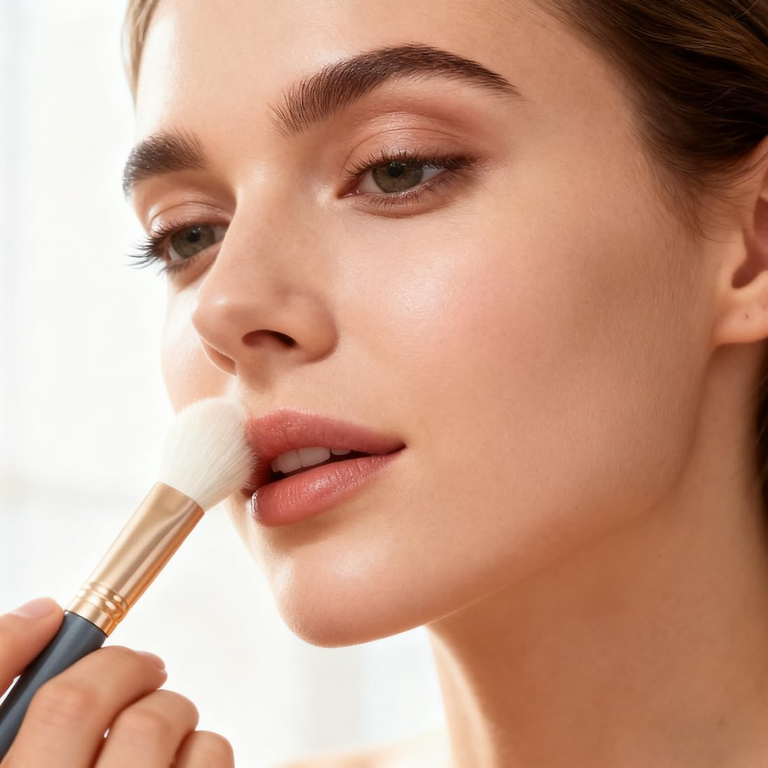 10 Pieces Professional Makeup Brush Set Cosmetic Brushes for Eyeshadow Eyebrow Foundation with Cosmetic Bag (Blue) image number 1