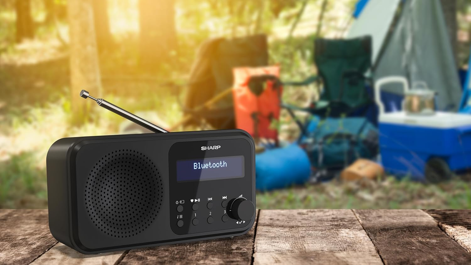 SHARP DR-P420(BK) Tokyo Portable Digital Radio with Bluetooth 5.0, Mono DAB+/FM Audio Player, Compact & Lightweight, Usb/Battery Powered, Dual Alarm Clock & 40 Pre-Sets &ndash; Midnight Black - Black image number 2