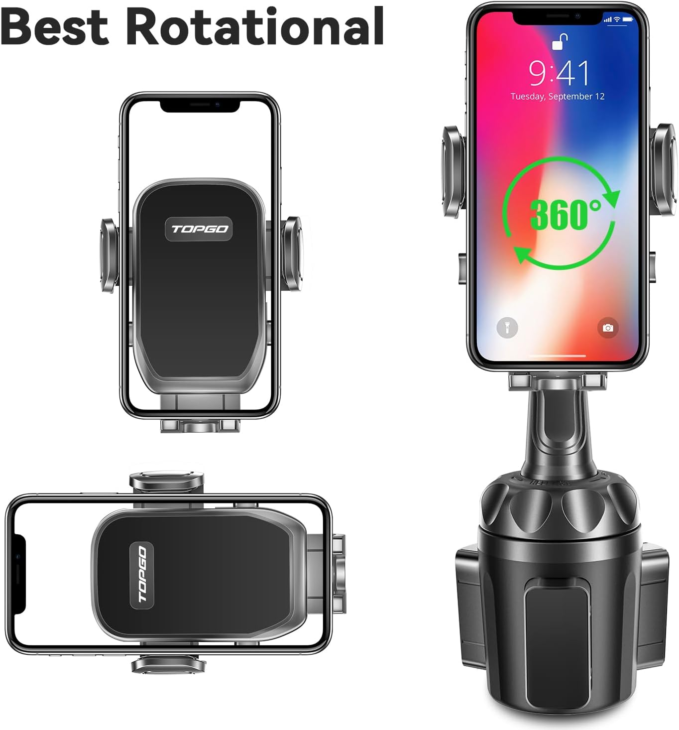 [Upgraded] Car Cup Holder Phone Mount Adjustable Automobile Cup Holder Smart Phone Cradle Car Mount for Iphone XR/XS Max/X/8/7 Plus/6S/Samsung Galaxy S10+/Note 9/S8 Plus/S7 Edge(Black) image number 5
