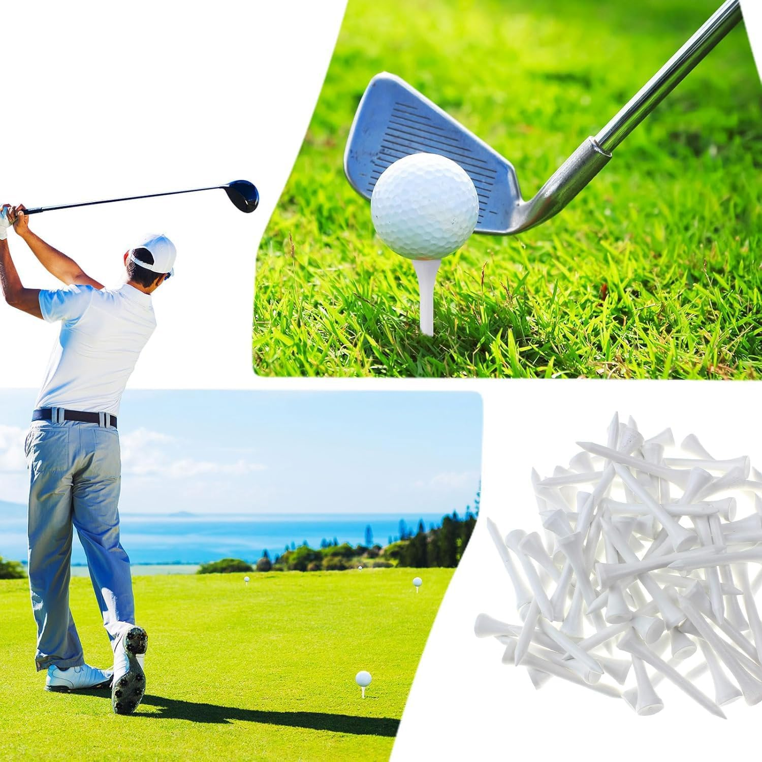 Wzenclave 100Pcs Wooden Golf Tees White Bulk Wooden Golf Table Durable Professional Natural Golf Accessories Suitable Reduces Friction and Provides More Stable Side Rotation for Men and Woman image number 5