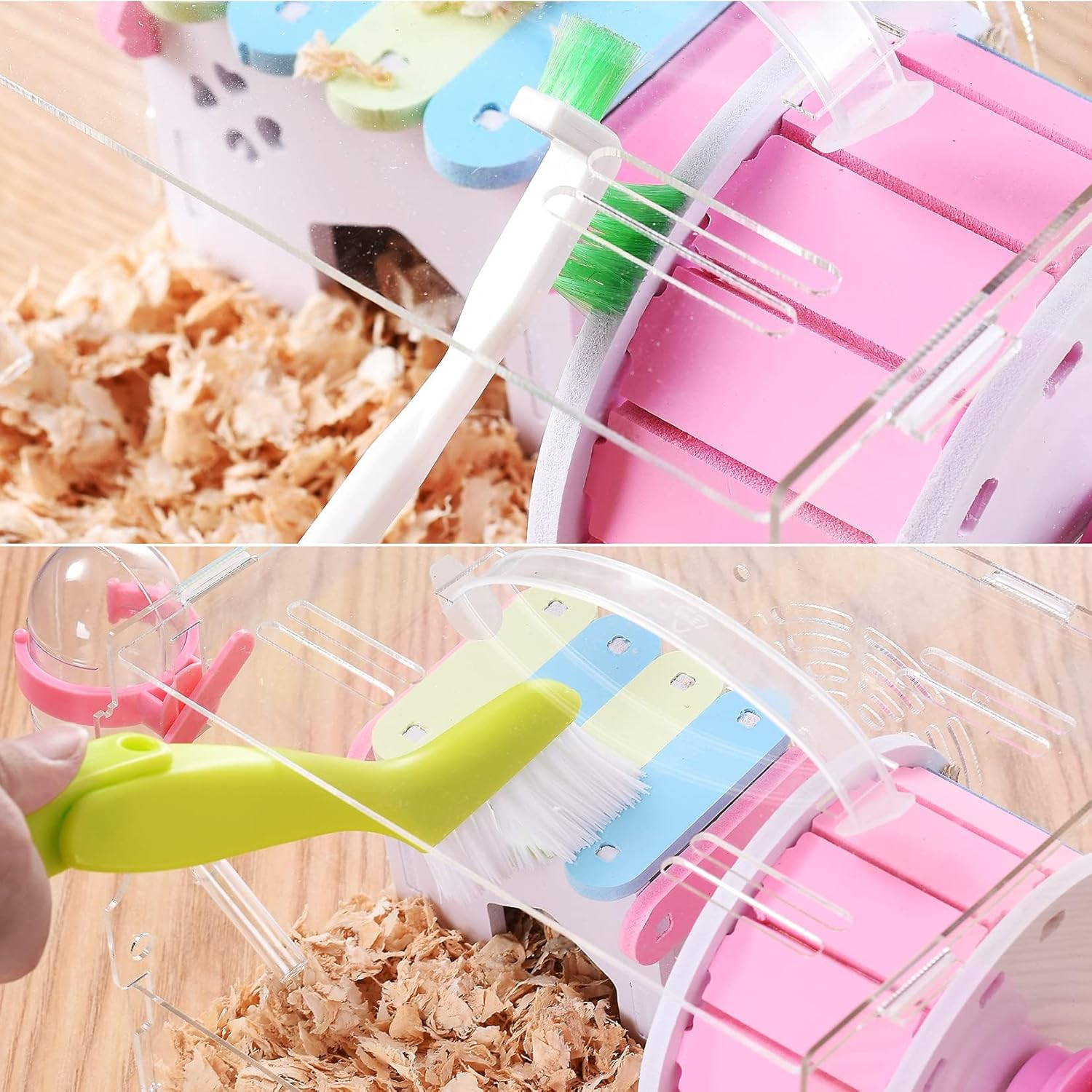 Pet Cage Clean Set for Rabbit Cages Guinea Pig Hamster Cat Ferret Birds Parrot Chinchilla， Small Animals Pet Playpen Bedding Cleaning Brush Dustpan and Broom Foam Sponge image number 4