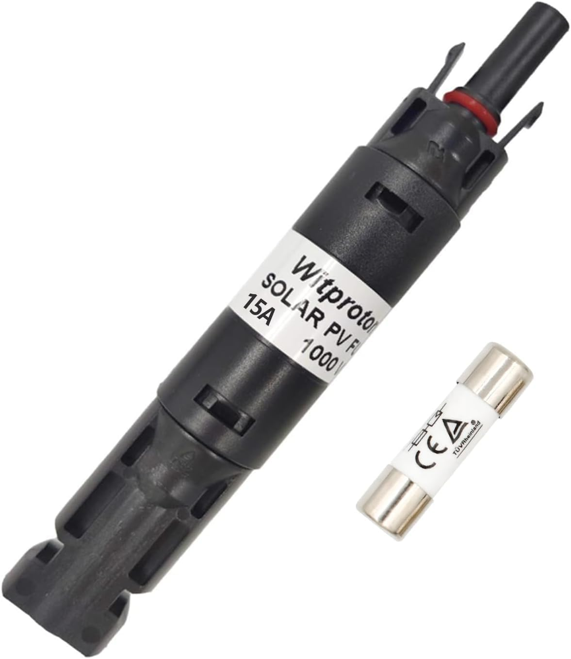 15A Solar In-Line Fuse Holder, IP68 1000V for Solar Panel and Inverter in Photovoltaic System, Male and Female Connector with 1 Fuse image number 3