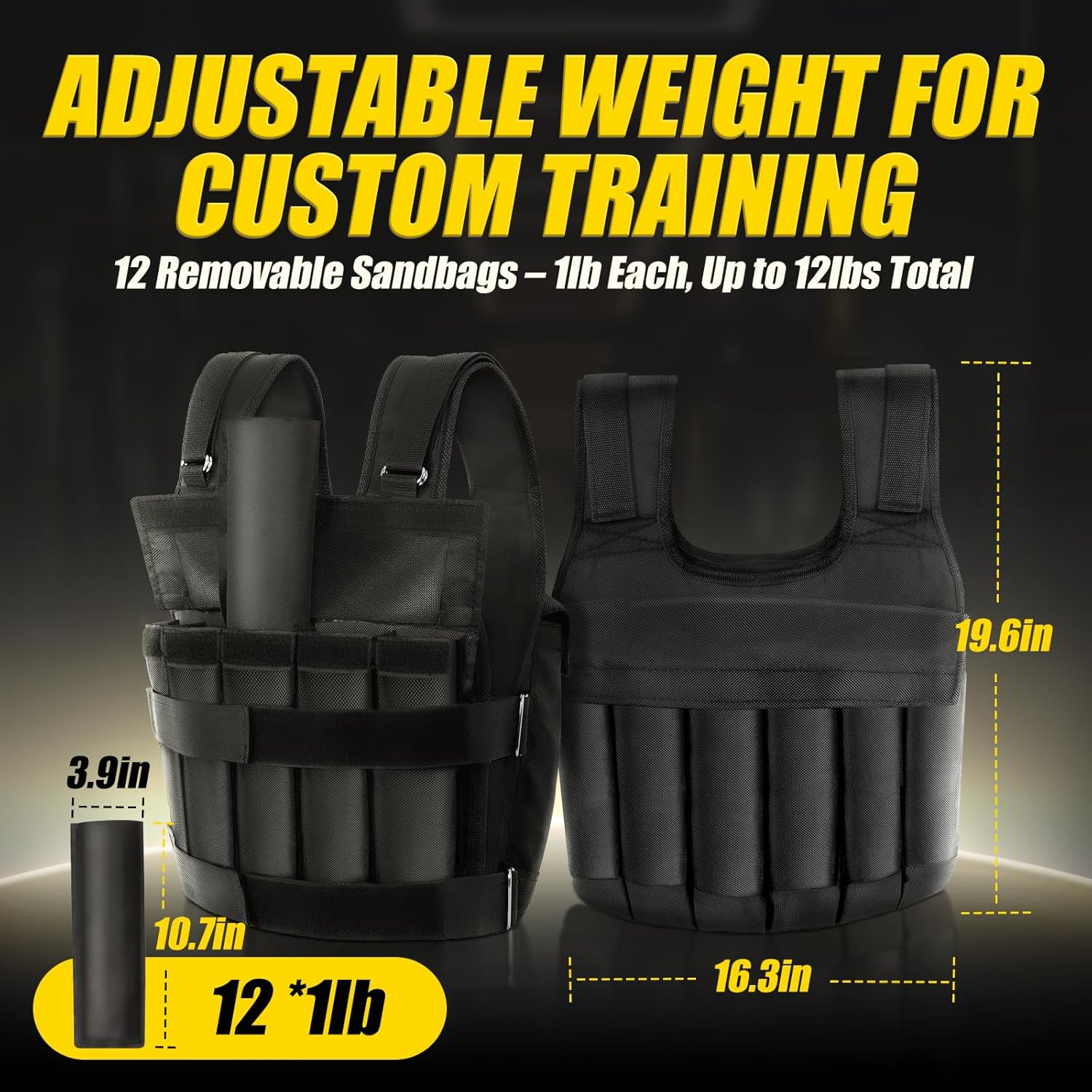 ATERCEL Weighted Vest for Men and Women, 4 to 12Lbs Adjustable Workout Vest for Strength Training, Running, Fitness, Muscle Building, Weight Loss, Weightlifting, Walking, Jogging, Home Exercise image number 3