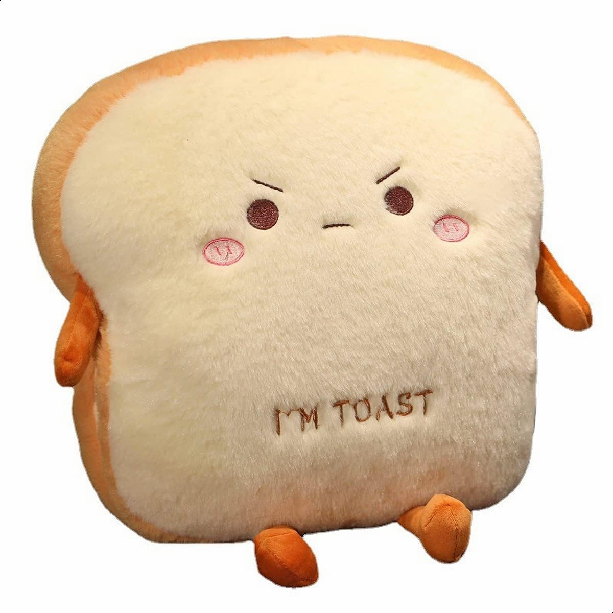 Funny Toast Travel Pillow Hand Warmer Nap Pillow Cute Plush Bread Toy Soft Washable Seat Cushion Pad for Car, Office and Home, Shy