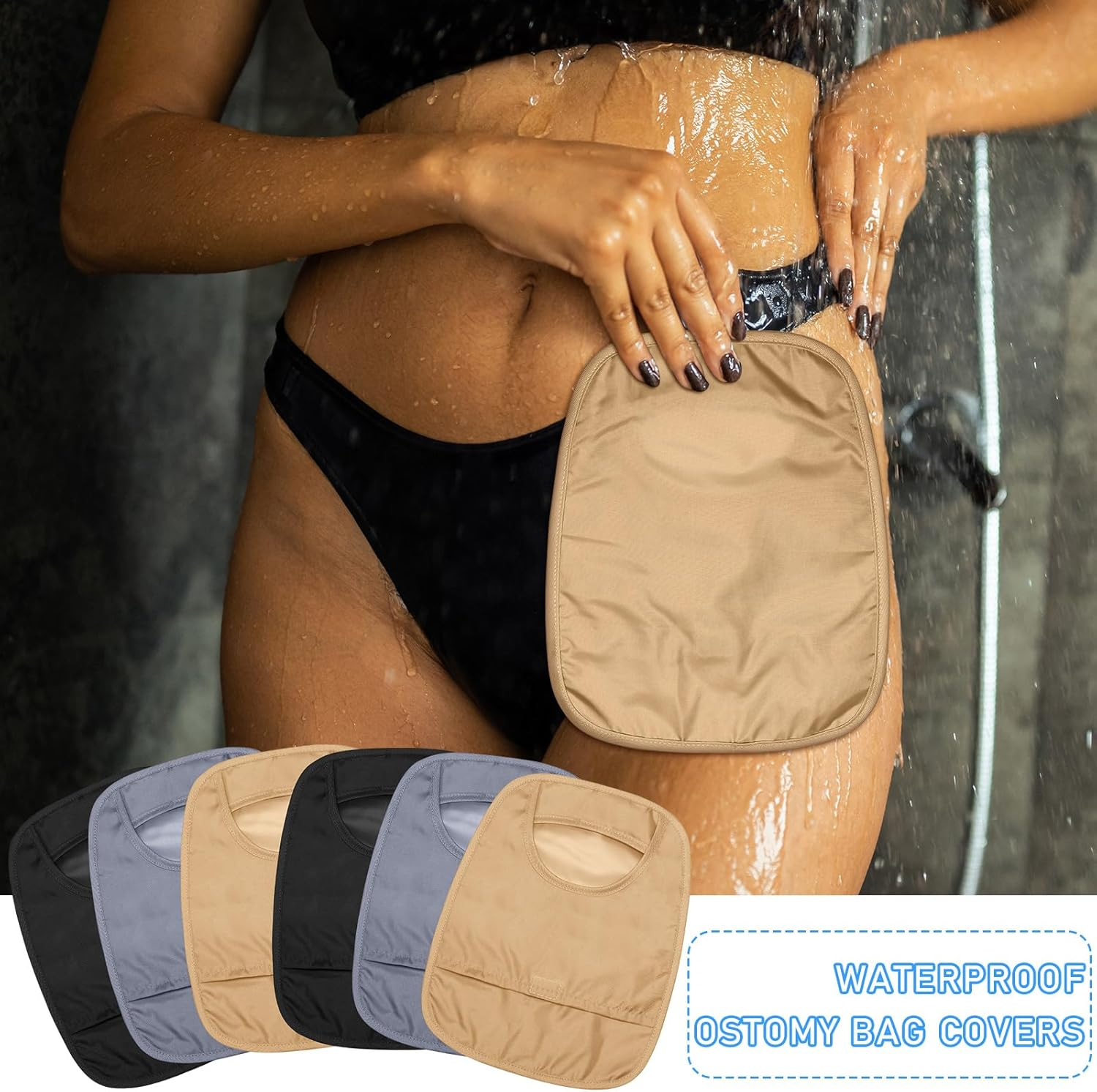 6 Pcs Ostomy Bag Covers Waterproof Ostomy Shower Cover Stretchy Lightweight Colostomy Bags with Opening for Ileostomy Care