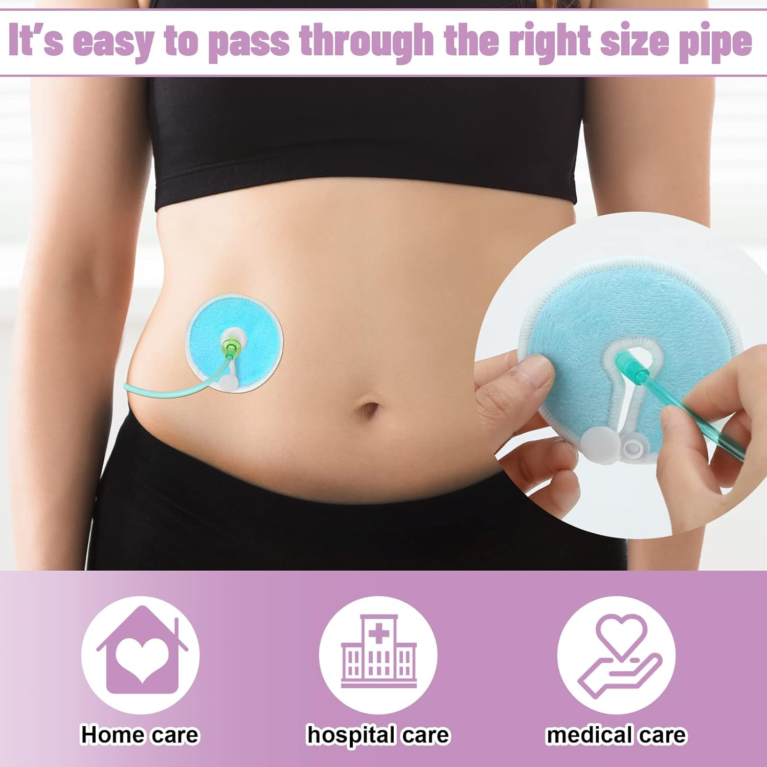 Estune 56 Packs Gtube Button Covers Feeding Tube Supplies Soft Feeding Tube Holder Peg Tube Supplies Absorbent Gtube Pads Holder G Tube Button Pads Cotton Pads for Nursing Care image number 3