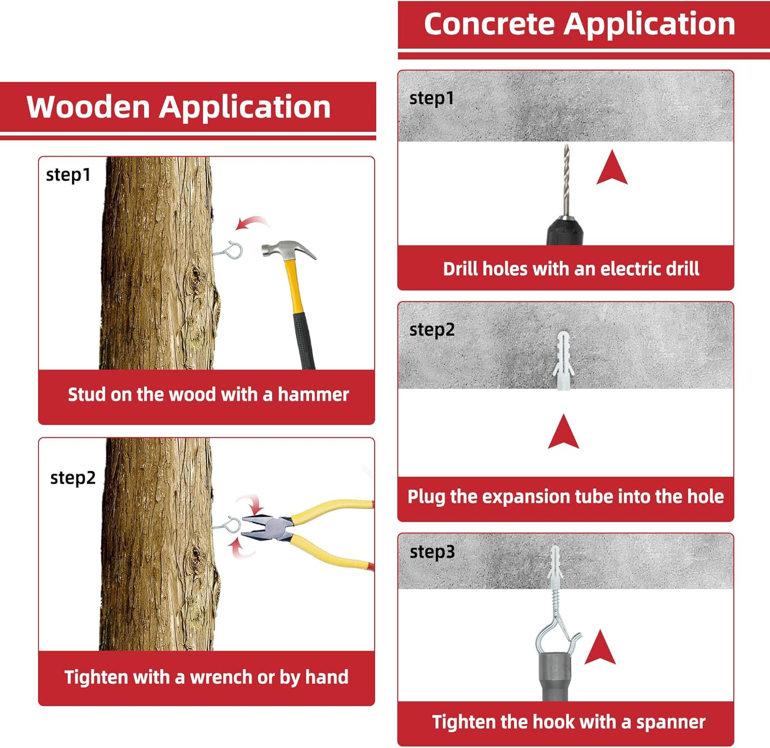 20 Sets Q-Hanger Hooks with Safety Buckle,Windproof Screw -In Hooks for Hanging Plants, Outdoor String Light, Christmas Light, Winged Nut Driver Included (White, 2.2 Inch) image number 3
