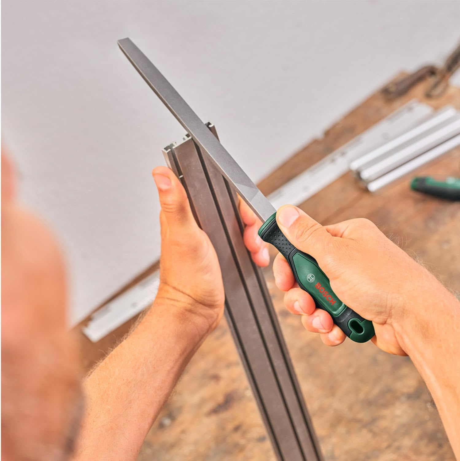 Bosch File Set 5-Piece (Robust Metal File Set Incl. Round/Half-Round/Flat/Triangular/Square Files; Hard Carbon Steel; Shaft Length 200Mm; Medium Stroke 2; Ergonomic Softgrip) image number 1