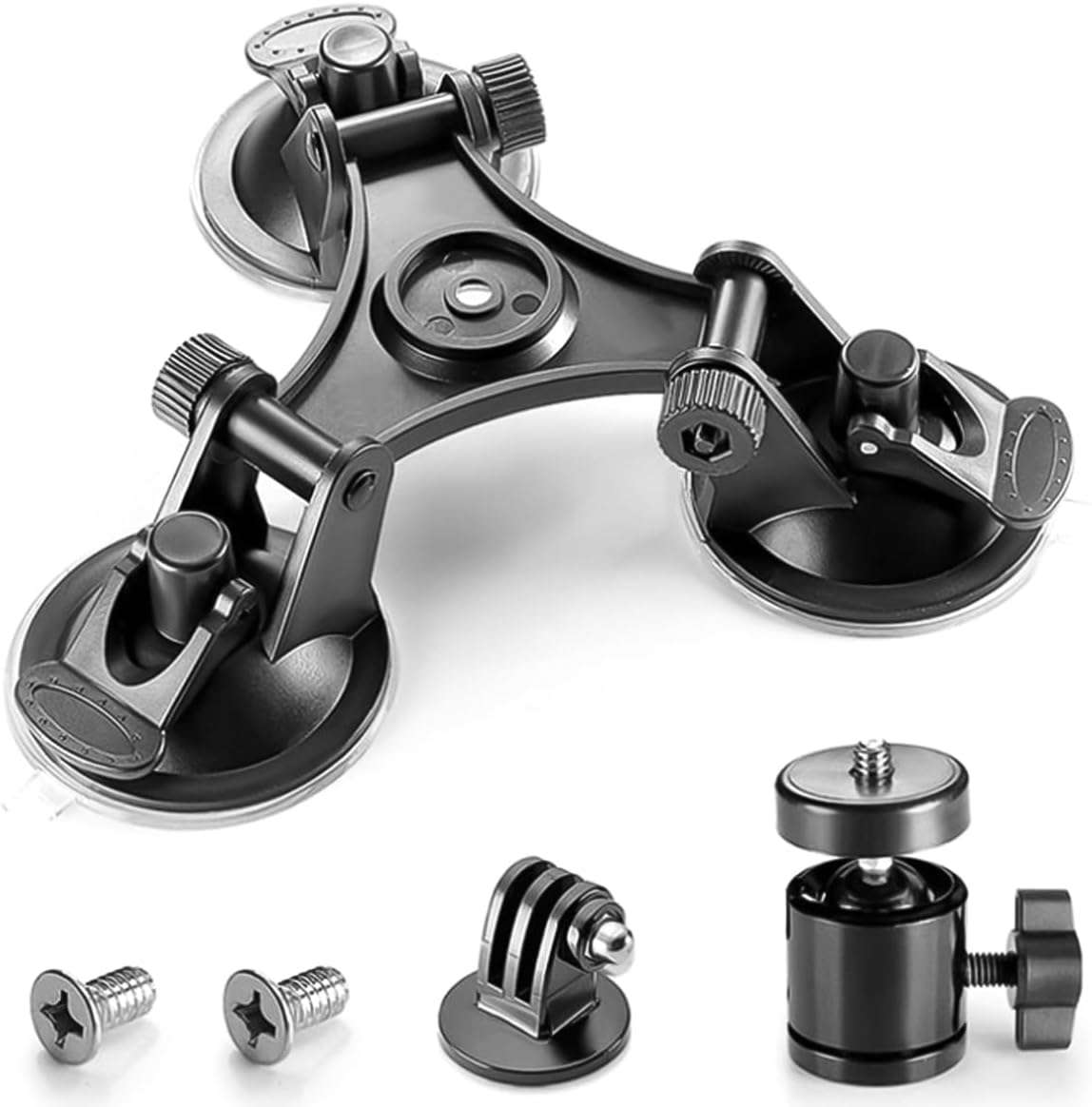 Namvo Triple Suction Cup Holder Camera Mount for Glass, Car Windshield, Compatible with 1/4 Inch Screw Cameras