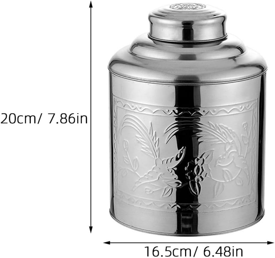 DECHOUS Stainless Steel Tea Canister Portable Sealing Tea Tin 500G Metal Storage Container Suitable for Office and Travel image number 4