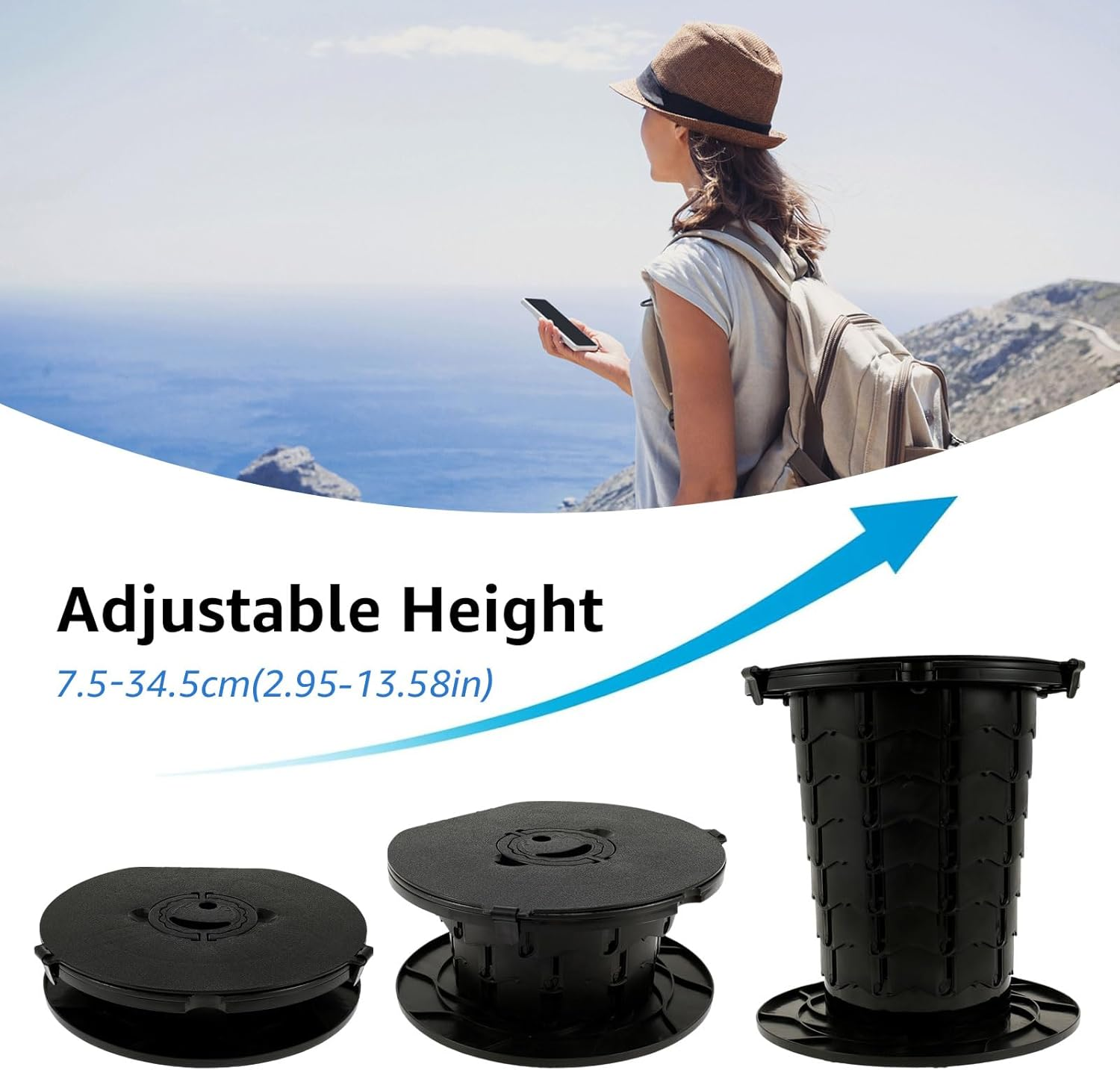 Retractable Portable Toilet, Portable Toilet, Potty Folding Toilet Camping Toilet Bucket with Toilet Paper Holder for Travel Camping 33&times;34Cm image number 3