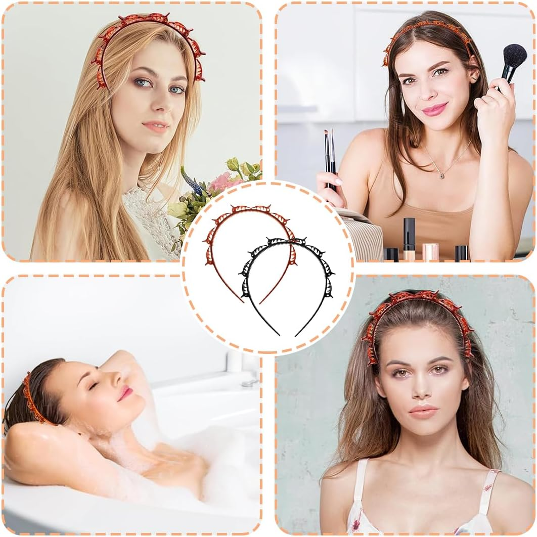 GGUFAY - 2 Headbands with Clips - Black and Brown - Multifunctional for Sports, Make-Up, Leisure and Everyday Use - Ideal for Frontal Hair and Princesses - Hairstyles image number 2