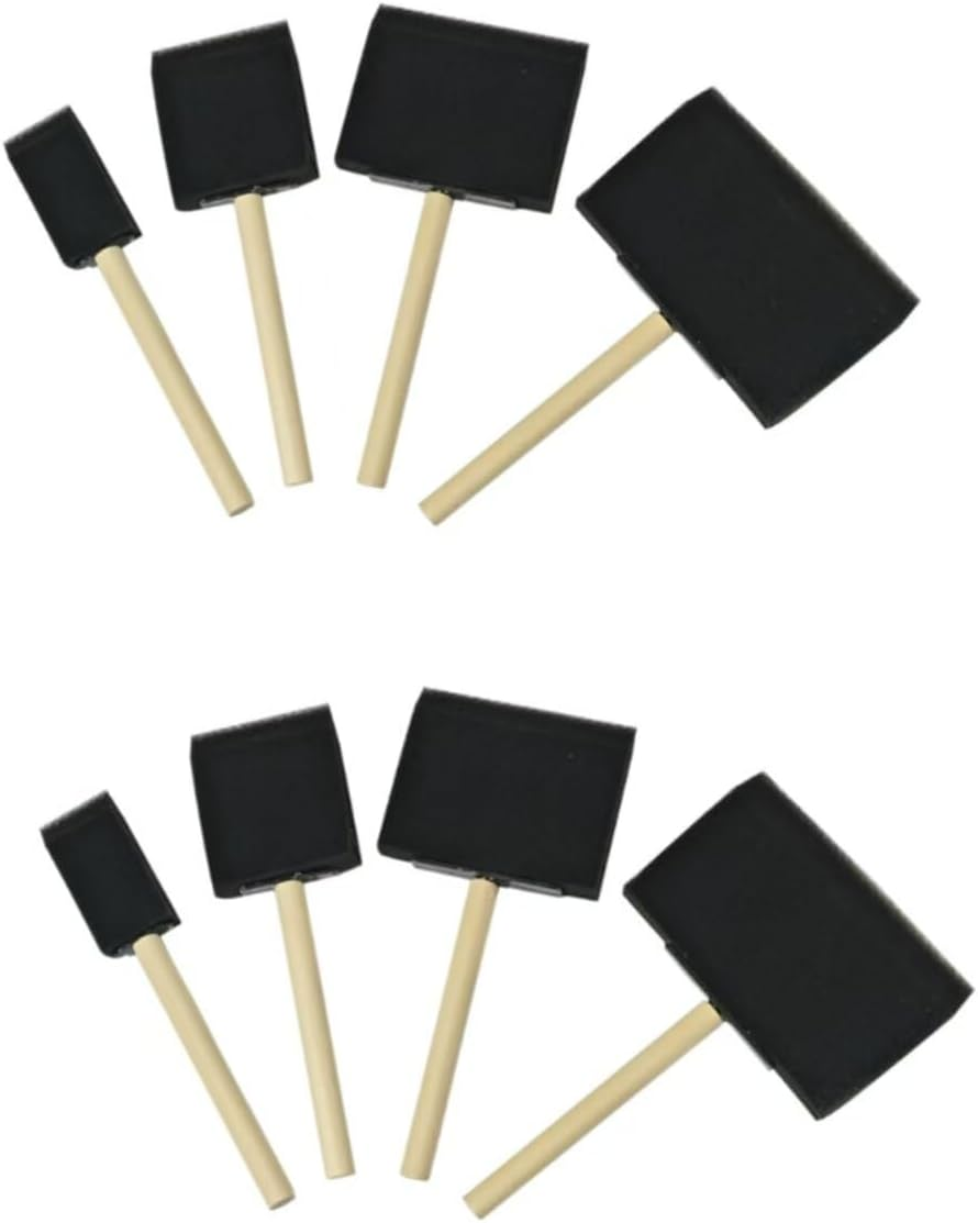 Wood Handle Sponge Paint Brushes,8Pcs Foam Sponge Wood Handle Paint Brushes,Foam Paint Brushes Black Sponge Brushes Wood Handle Foam Brushes,Wood Handle Sponge Paint Brushes Foam Brushes for Painting image number 4
