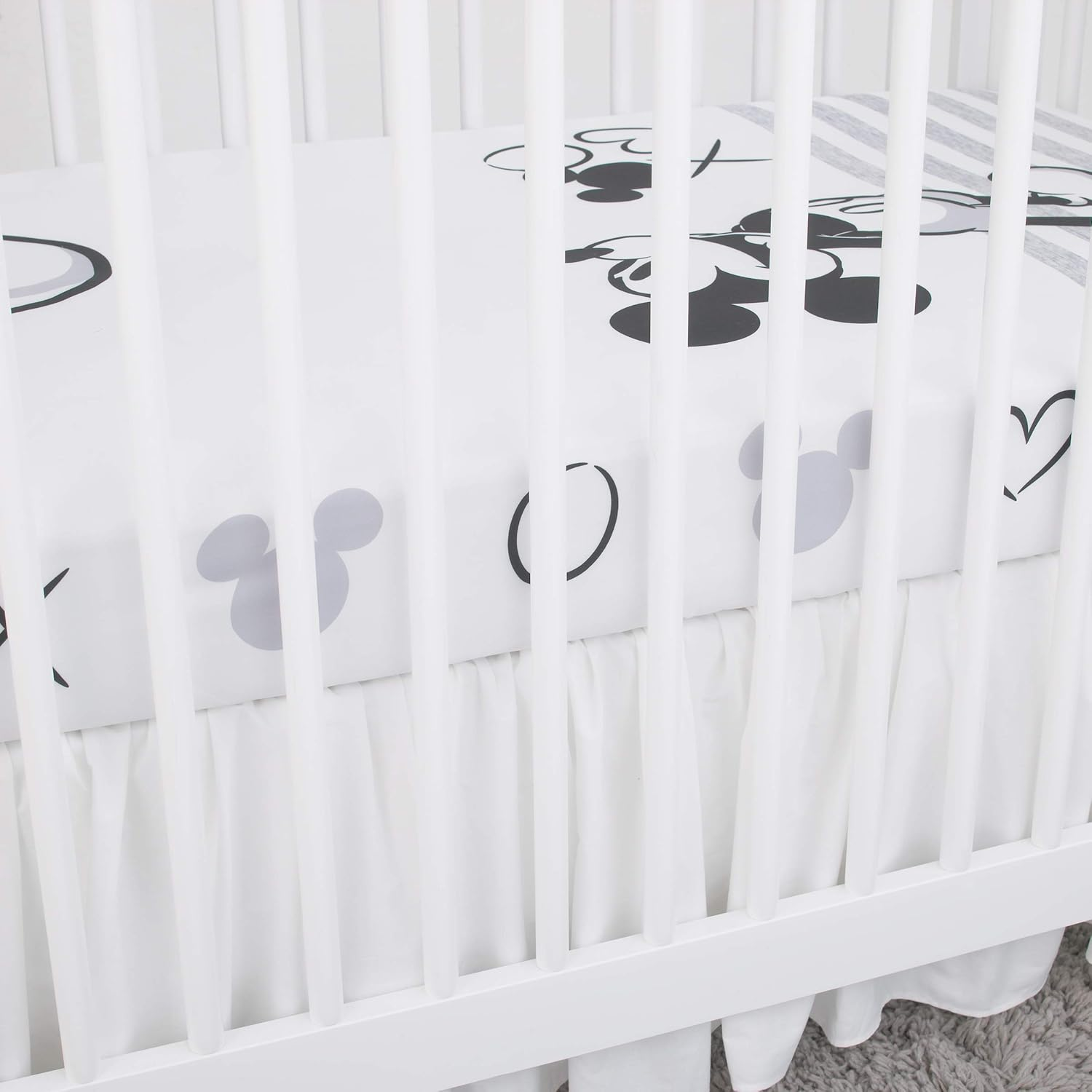Disney Mickey Mouse - Grey, Ivory and Black Photo Op Fitted Crib Sheet - Black, Grey, Ivory image number 6