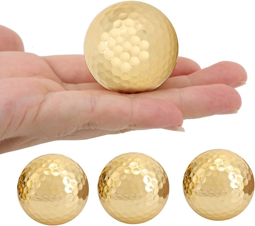 Gold Golf Balls Luxurious Golf Gifts for Golfer Unique Golf Accessories for Men and Women Golden Balls for Practice Present and Decoration Golf Practice image number 6