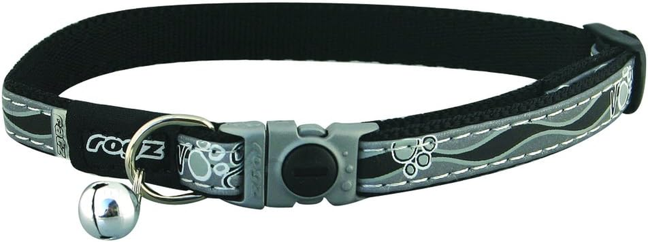 Rogz Reflective Cat Collar with Breakaway Clip and Removable Bell, Fully Adjustable to Fit Most Breeds, Blue Floral Design image number 1