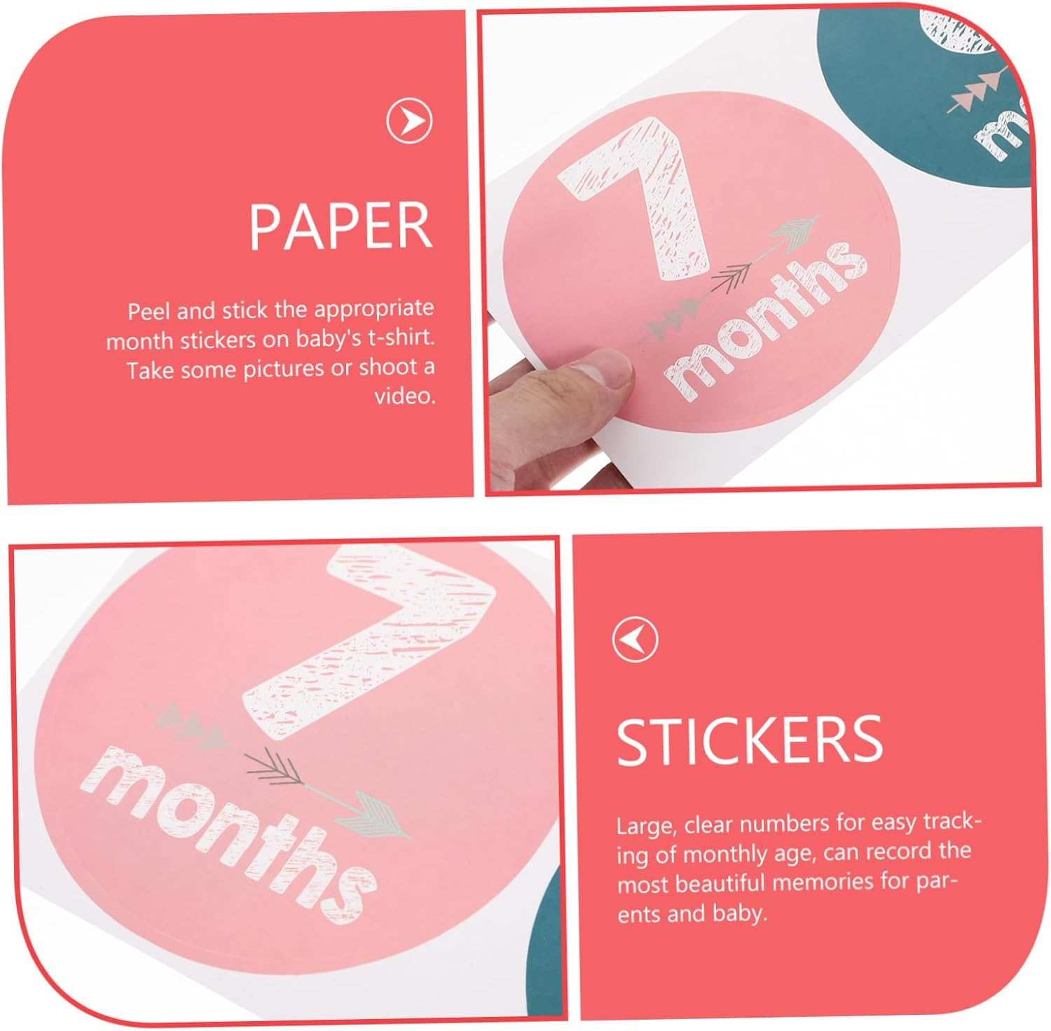 CLISPEED Newborn Monthly Stickers Milestone Stickers for Growth Recording Photo Props Adhesive Months