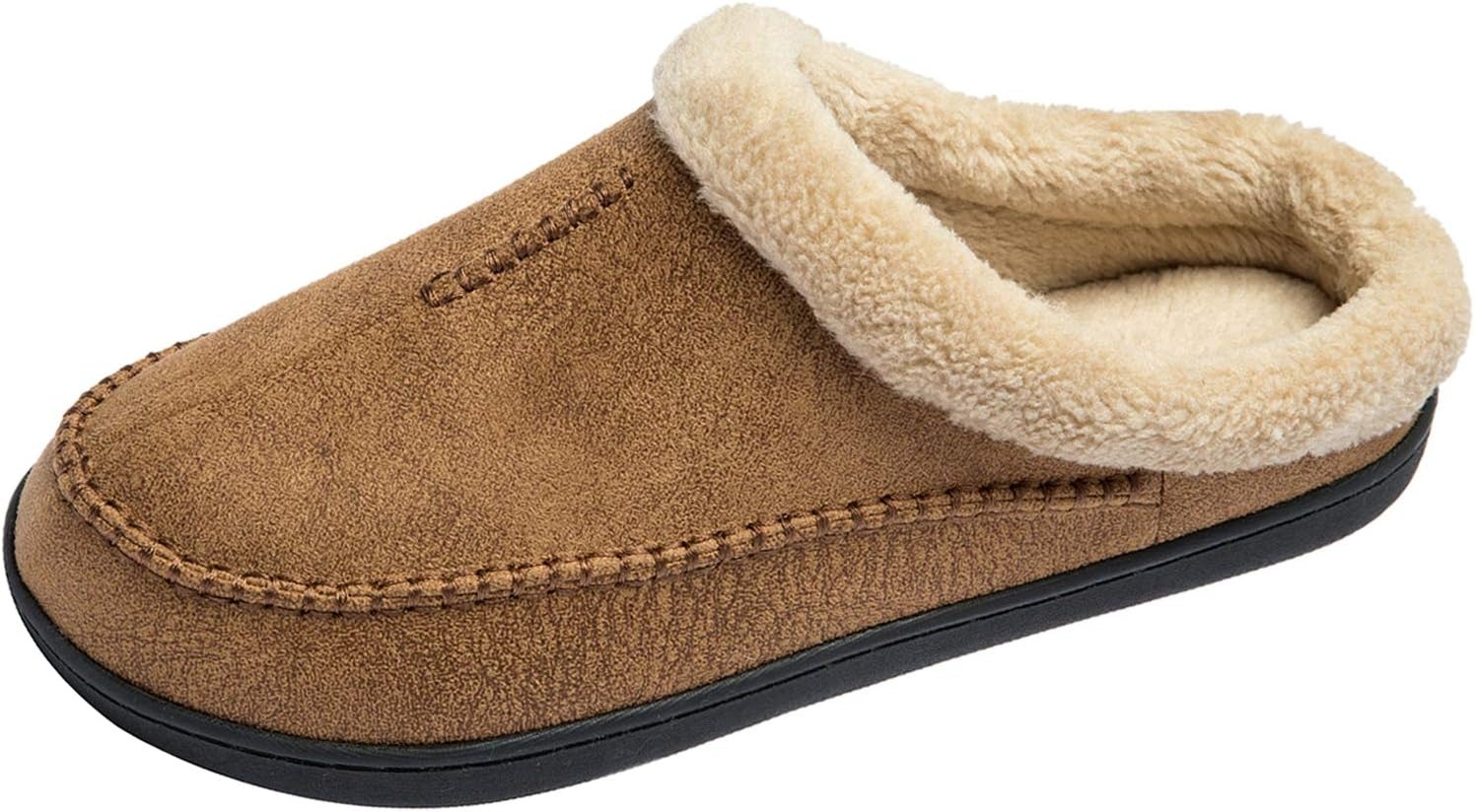 Ranberone Men'S Slippers Microsuede Upper Moccasin House Shoes with Fuzzy Plush Lining Indoor and Outdoor
