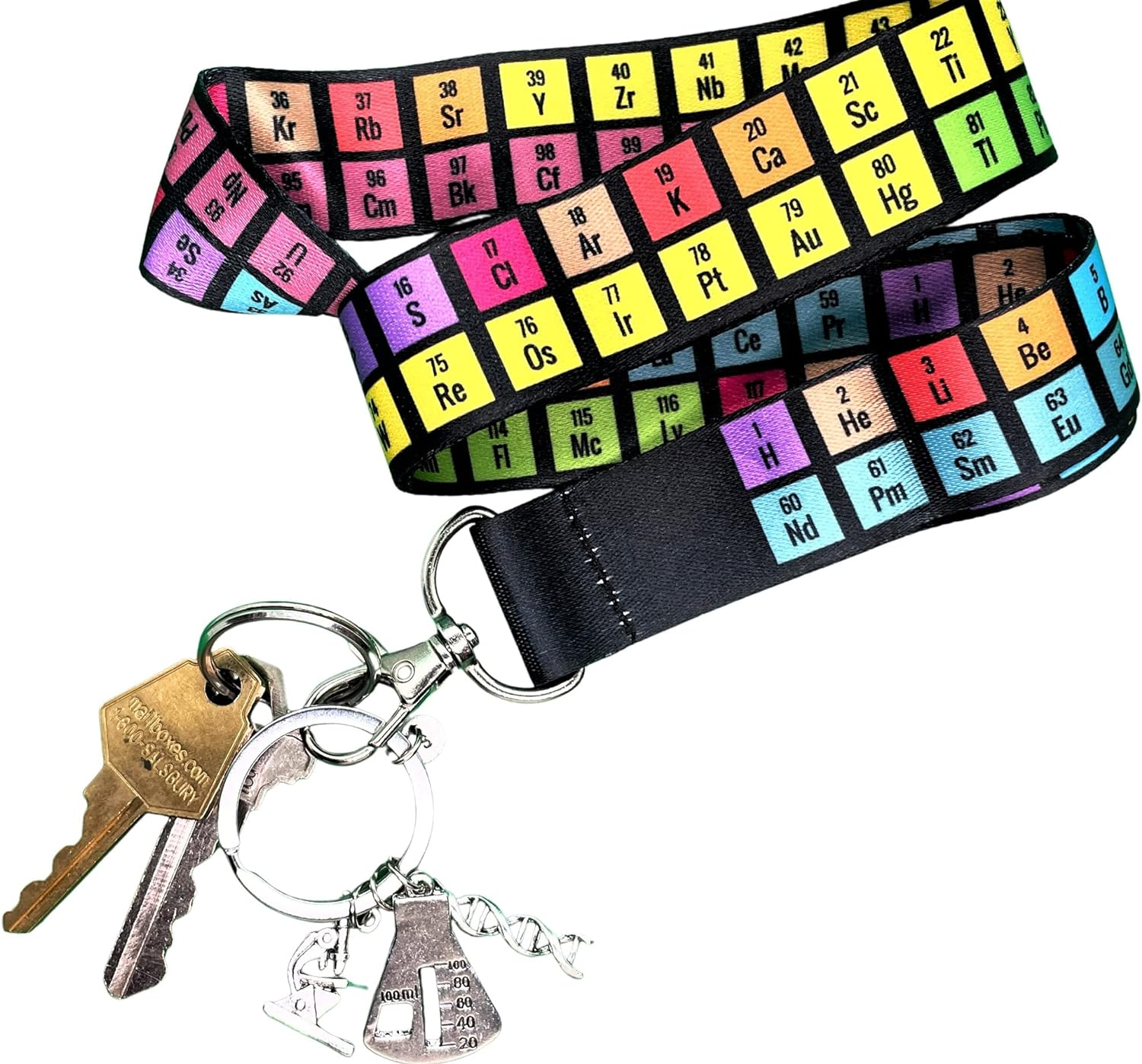 Zastic! Periodic Table of Elements Lanyard - Perfect Chemistry Gift & Great for Science Teachers - 18 Inches Long with Nerdy Keychain Charm, Black image number 1