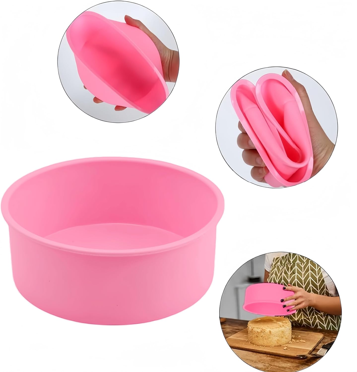 4 Pcs Silicone Cake Tins for Baking, round Cake Moulds, Extra Thick Nonstick Leakproof Deep Cheesecake Pans, Layer Baking Pans Cake Tins Set for Birthday Wedding Tier Cake (6+8 Inch)