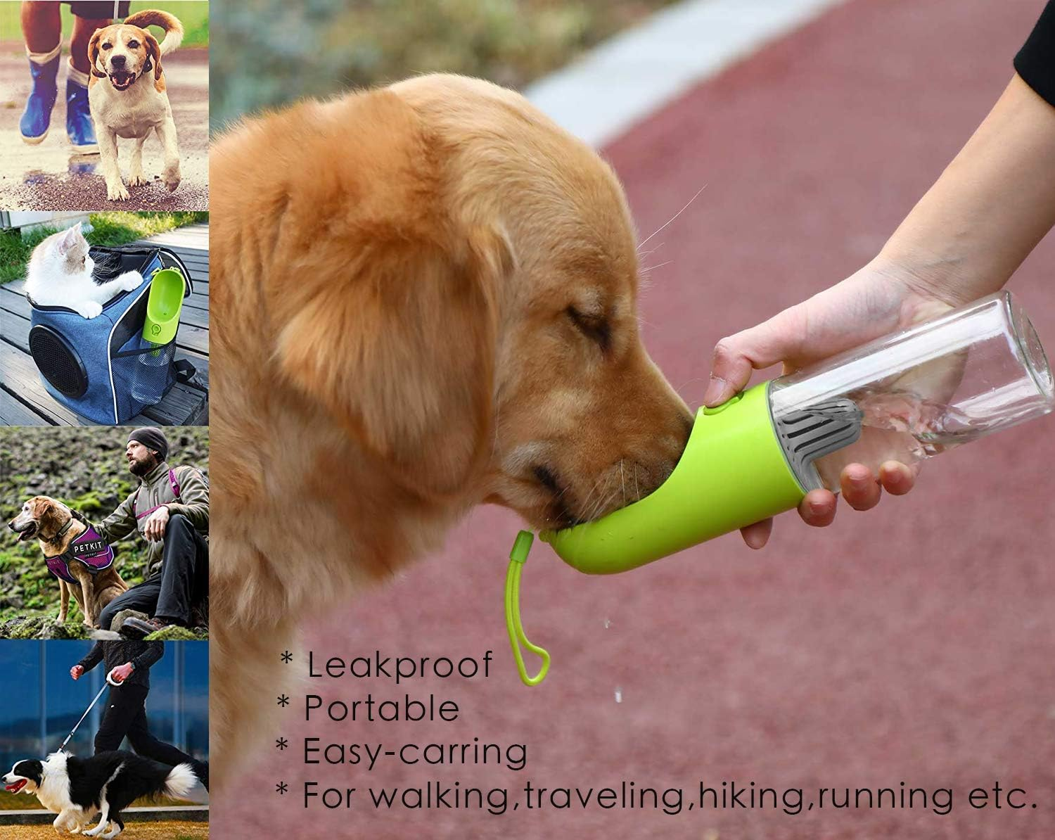 Dog Water Bottle - PETKIT Outdoor Portable Pet Travel Bottle, Water Filtration & Antibacterial Dogs Cats Drinking Water Bottle Bowl Dispenser, Easily Taking Dogs Outdoor Drinking Cup (Green) image number 4