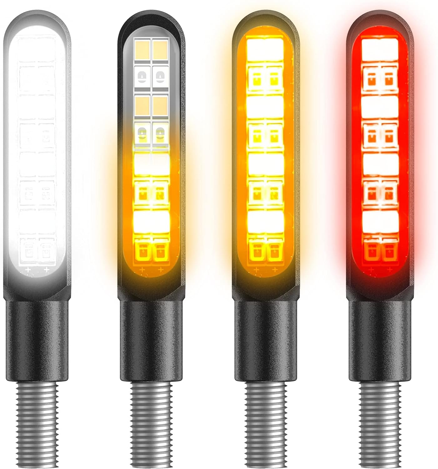 Kinstecks 4PCS Motorcycle Indicators Flowing Turn Signal Lights Motorbike Turning Indicators Daytime Running Lights Brake Lights 12V 16LED for Motorcycle Motorbike image number 1