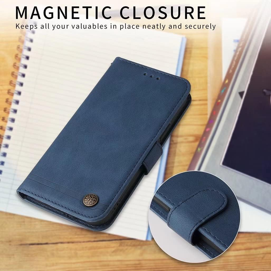 SEAHAI Case for Motorola Moto G75 5G Leather PU Wallet Folio Stand Cover, Ultra-Thin Shockproof Case Kickstand with Credit Card Slots TPU Shell Magnetic Close - Blue image number 3
