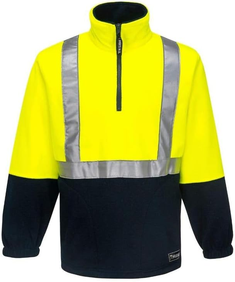 Huski K8162 Reflective Utility Polar Fleece Jumper Yellow/Navy, Small